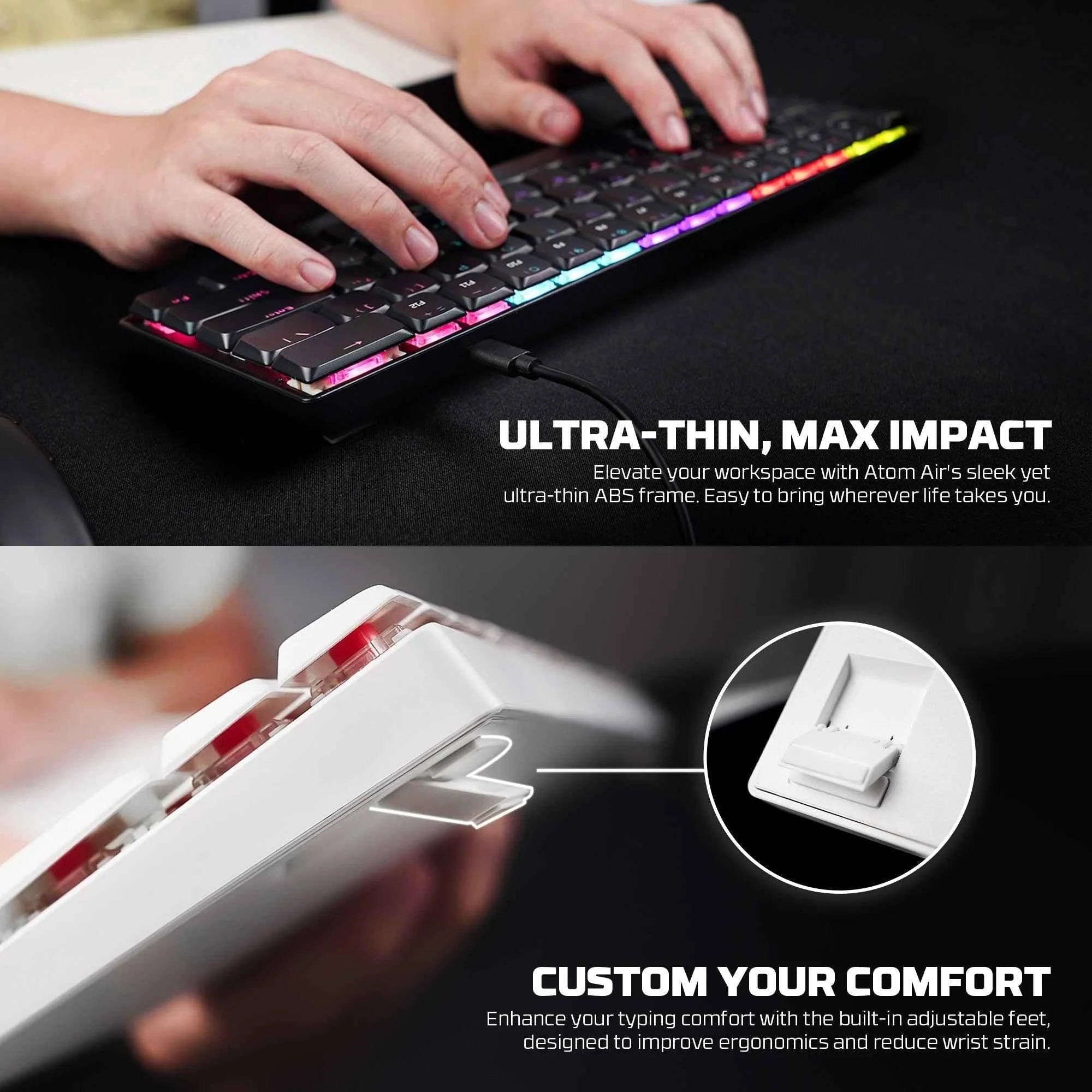 Fantech atomair61 mk311 keyboard - low-profile white mechanical keyboard - keyboard