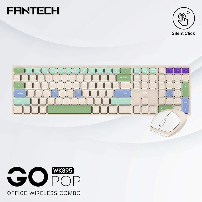 Fantech go pop wk895 office wireless combo – beige - keyboards