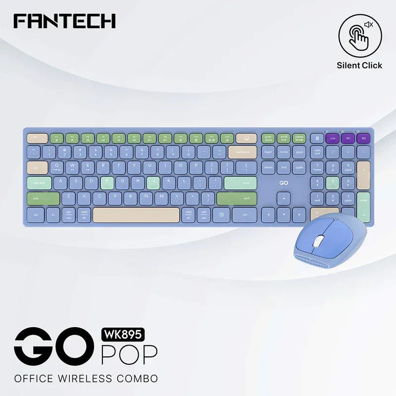 Fantech go pop wk895 office wireless combo – blue - keyboards