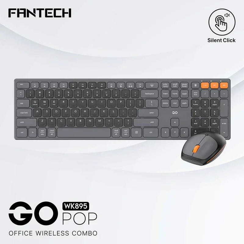 Fantech go pop wk895 office wireless combo – gray - keyboards