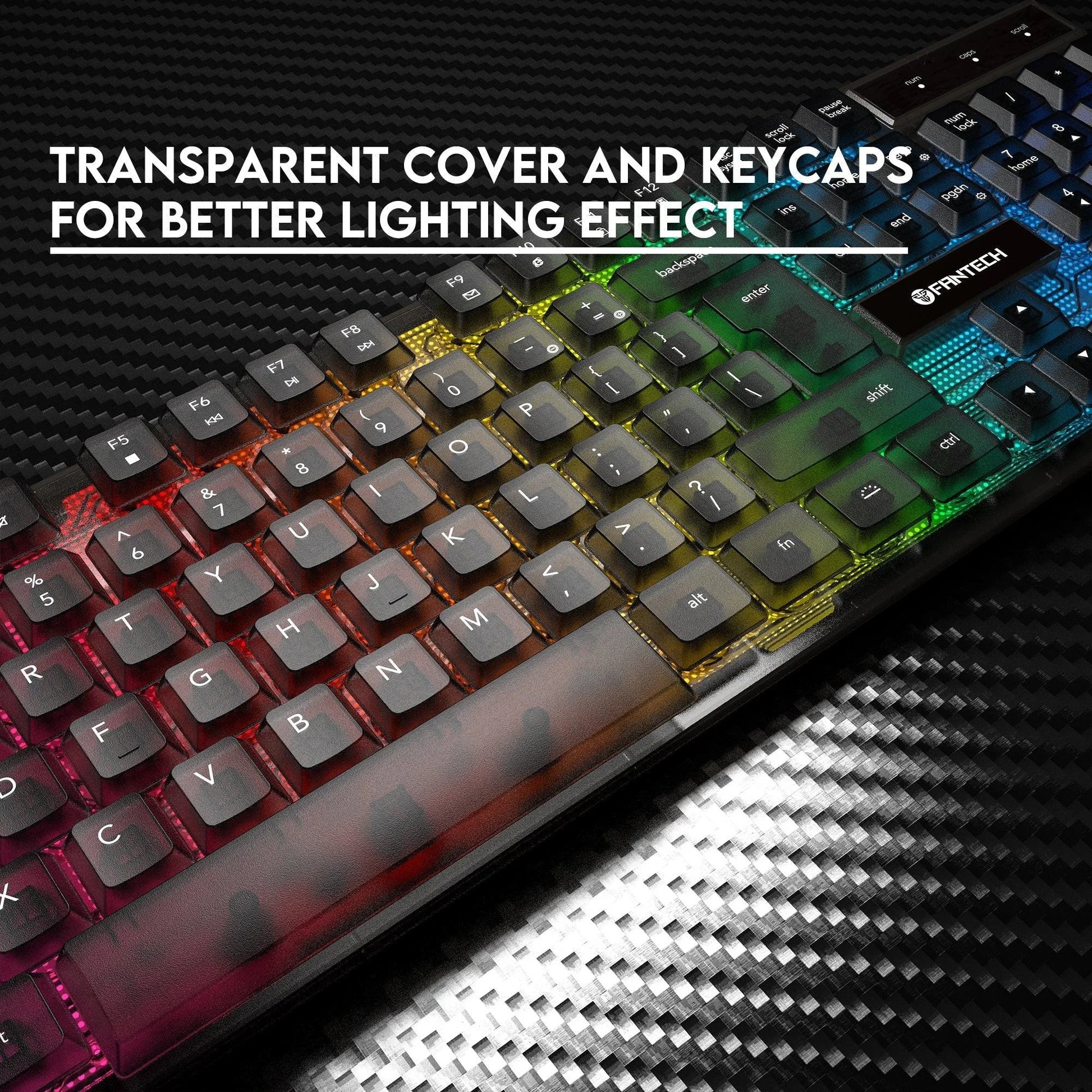Fantech k515 rgb gaming keyboard - membrane gaming keyboard with customizable lighting - keyboard