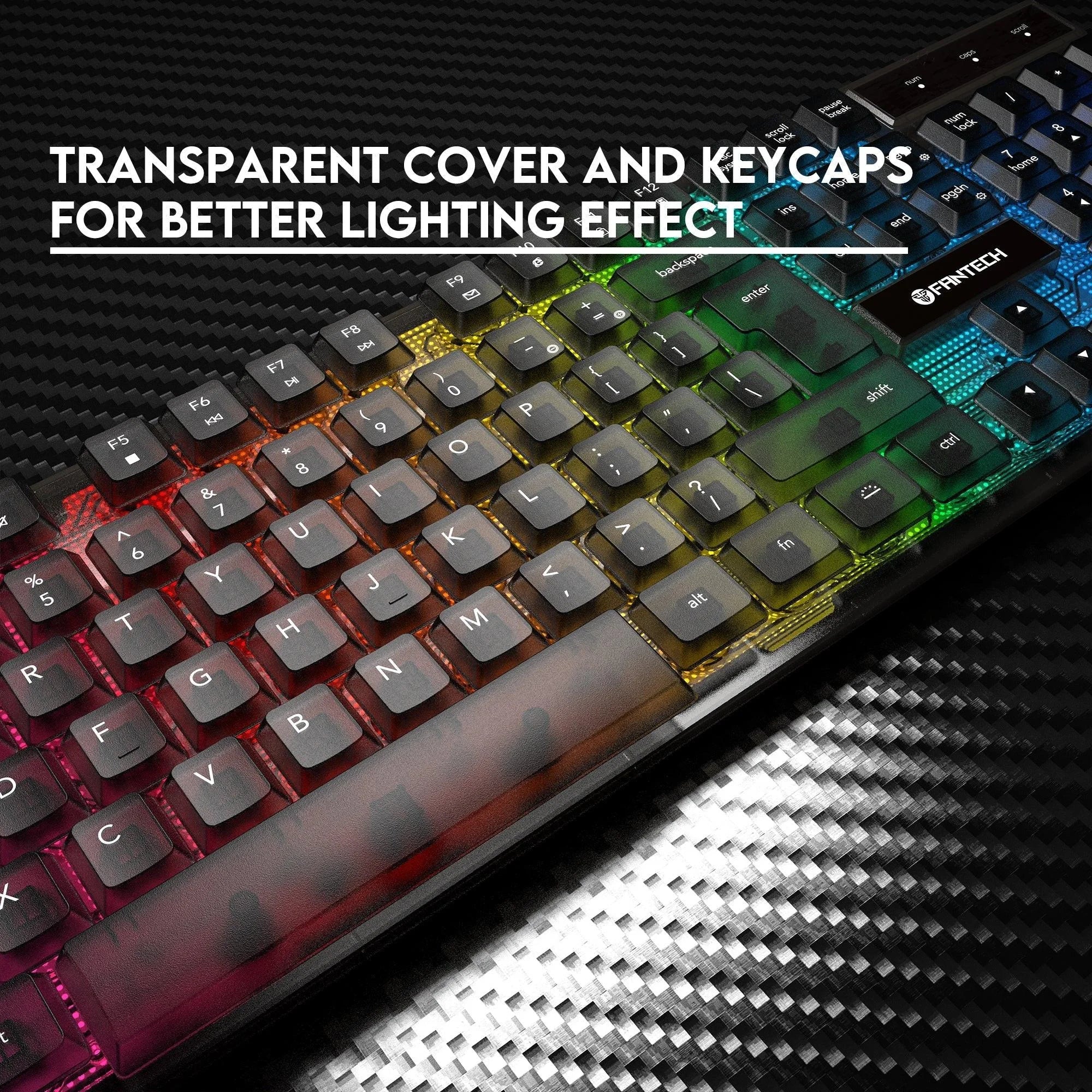 Fantech k515 rgb gaming keyboard - membrane gaming keyboard with customizable lighting - keyboard