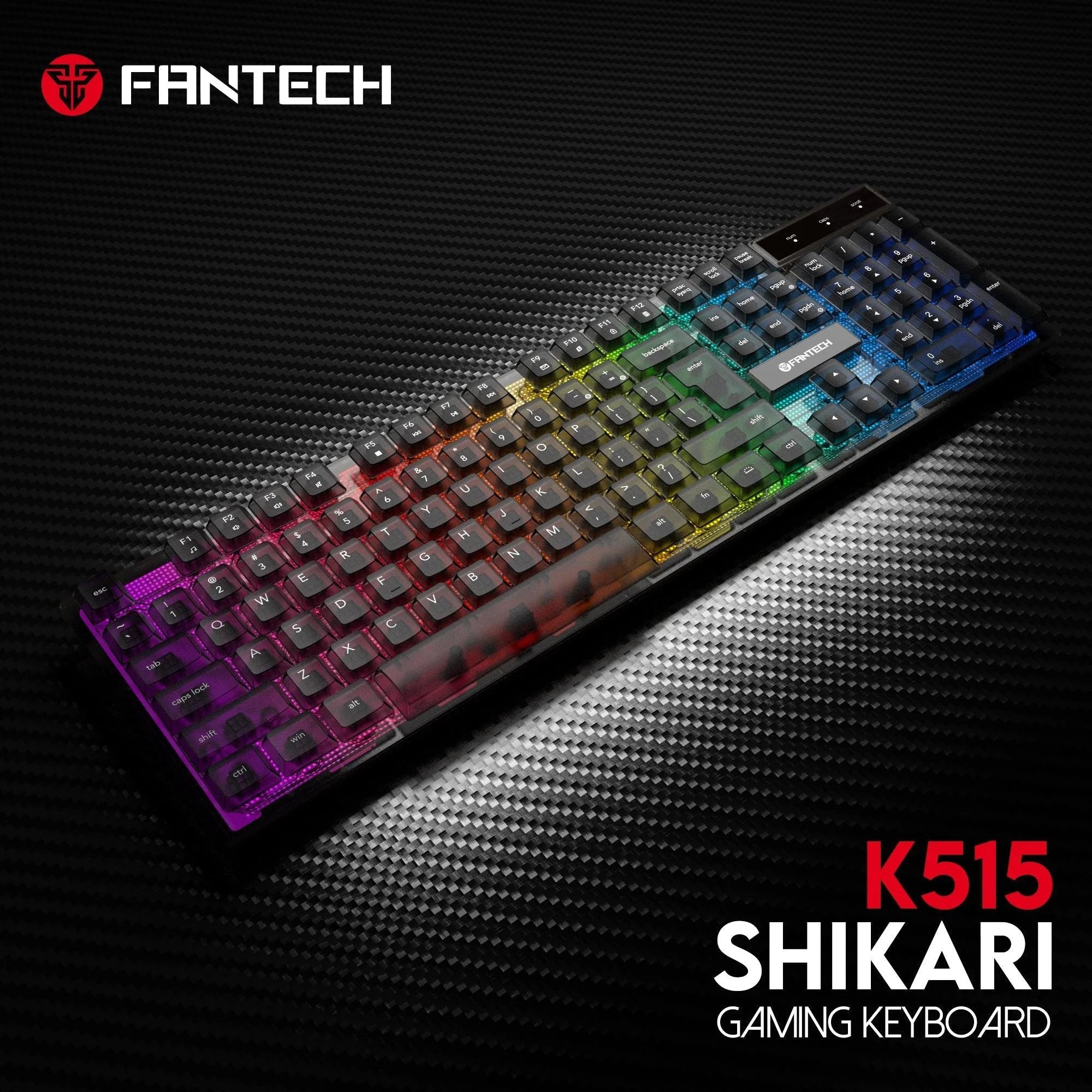 Fantech k515 rgb gaming keyboard - membrane gaming keyboard with customizable lighting - keyboard