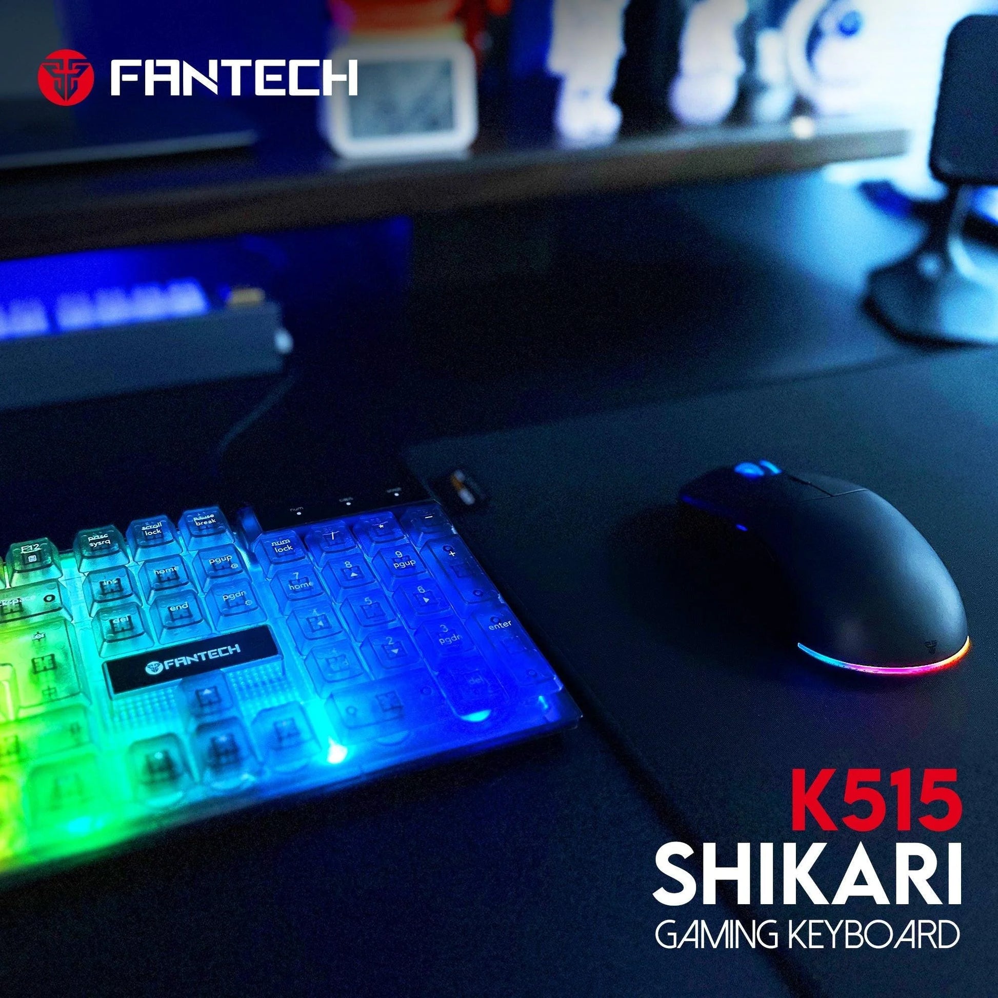 Fantech k515 rgb gaming keyboard - membrane gaming keyboard with customizable lighting - keyboard