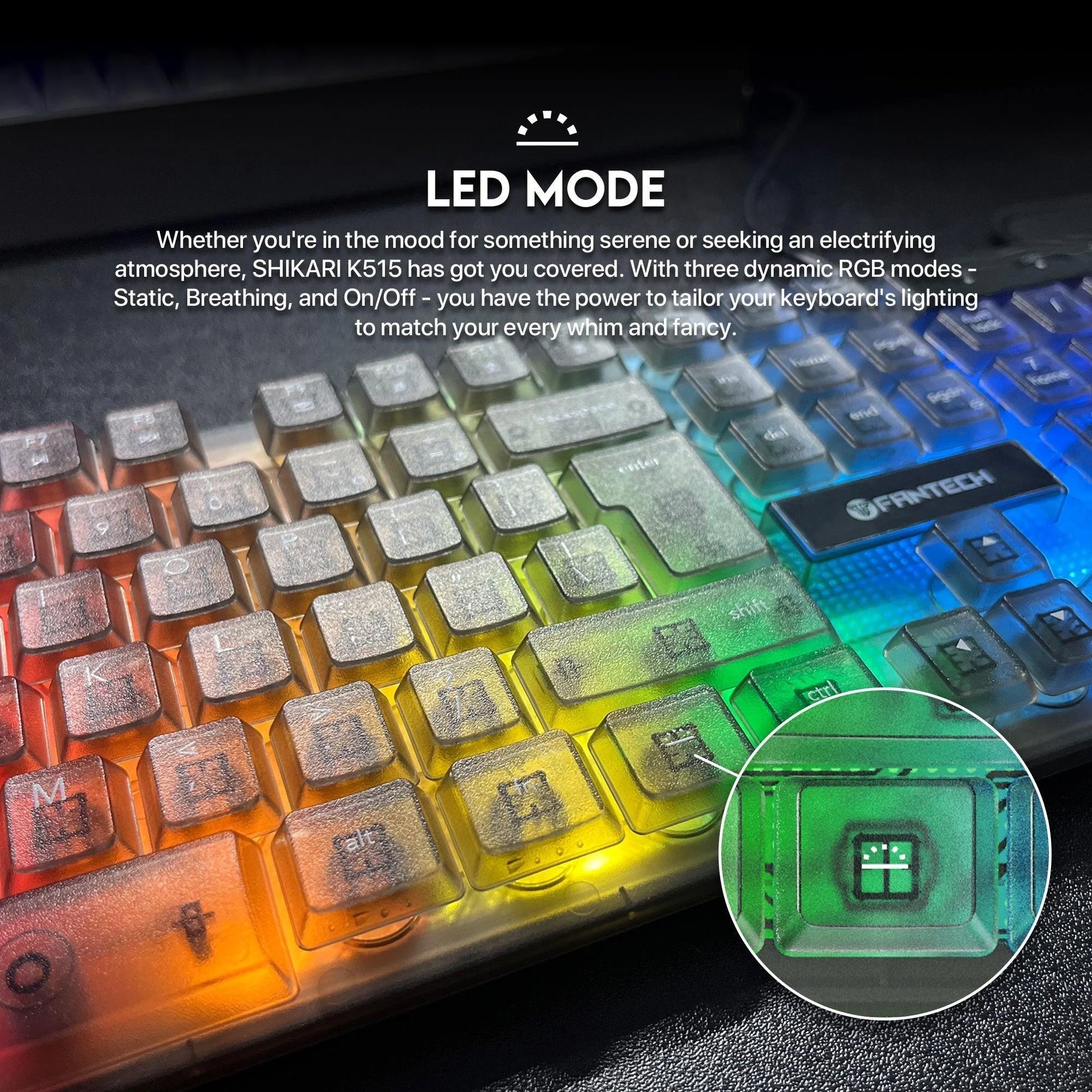 Fantech k515 rgb gaming keyboard - membrane gaming keyboard with customizable lighting - keyboard