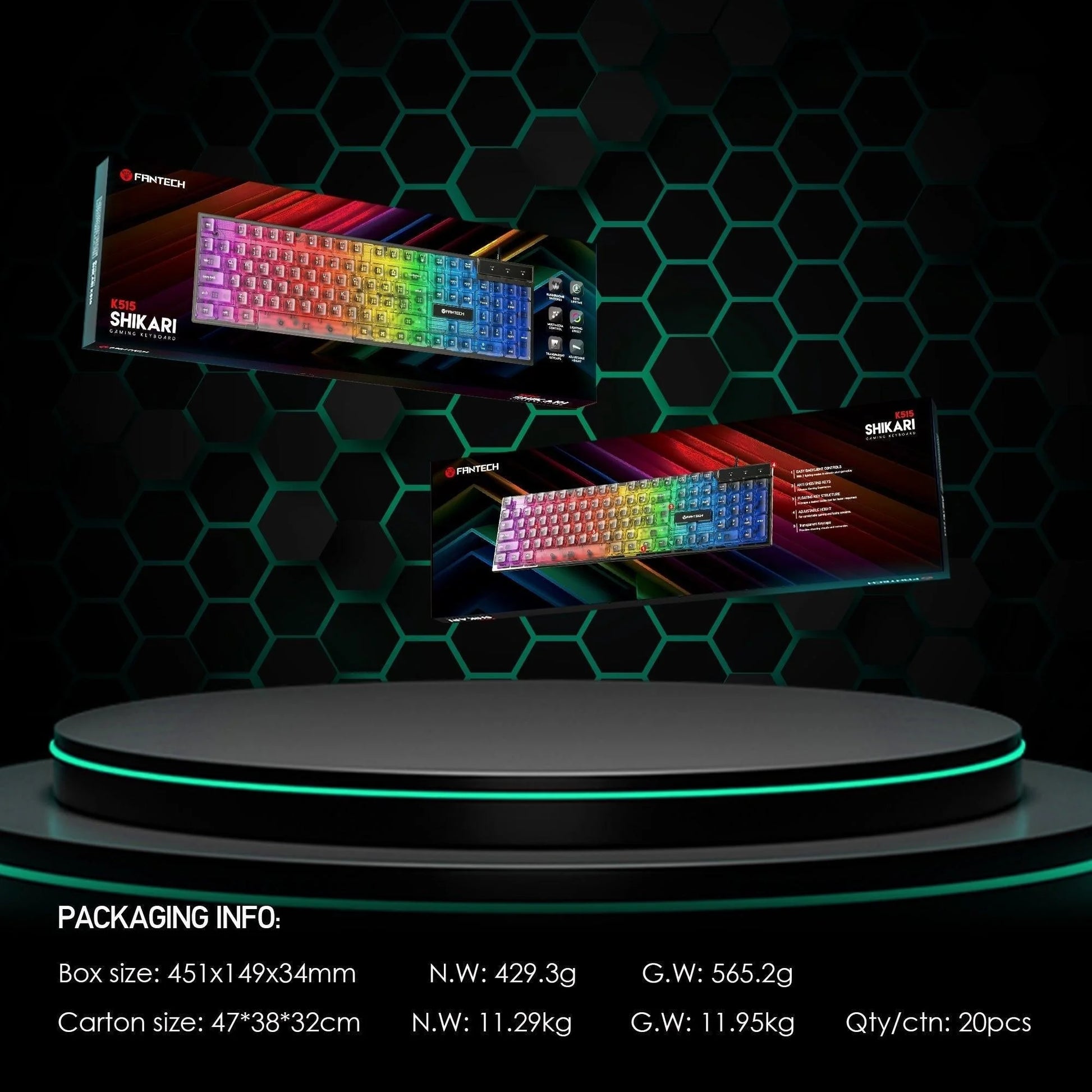 Fantech k515 rgb gaming keyboard - membrane gaming keyboard with customizable lighting - keyboard