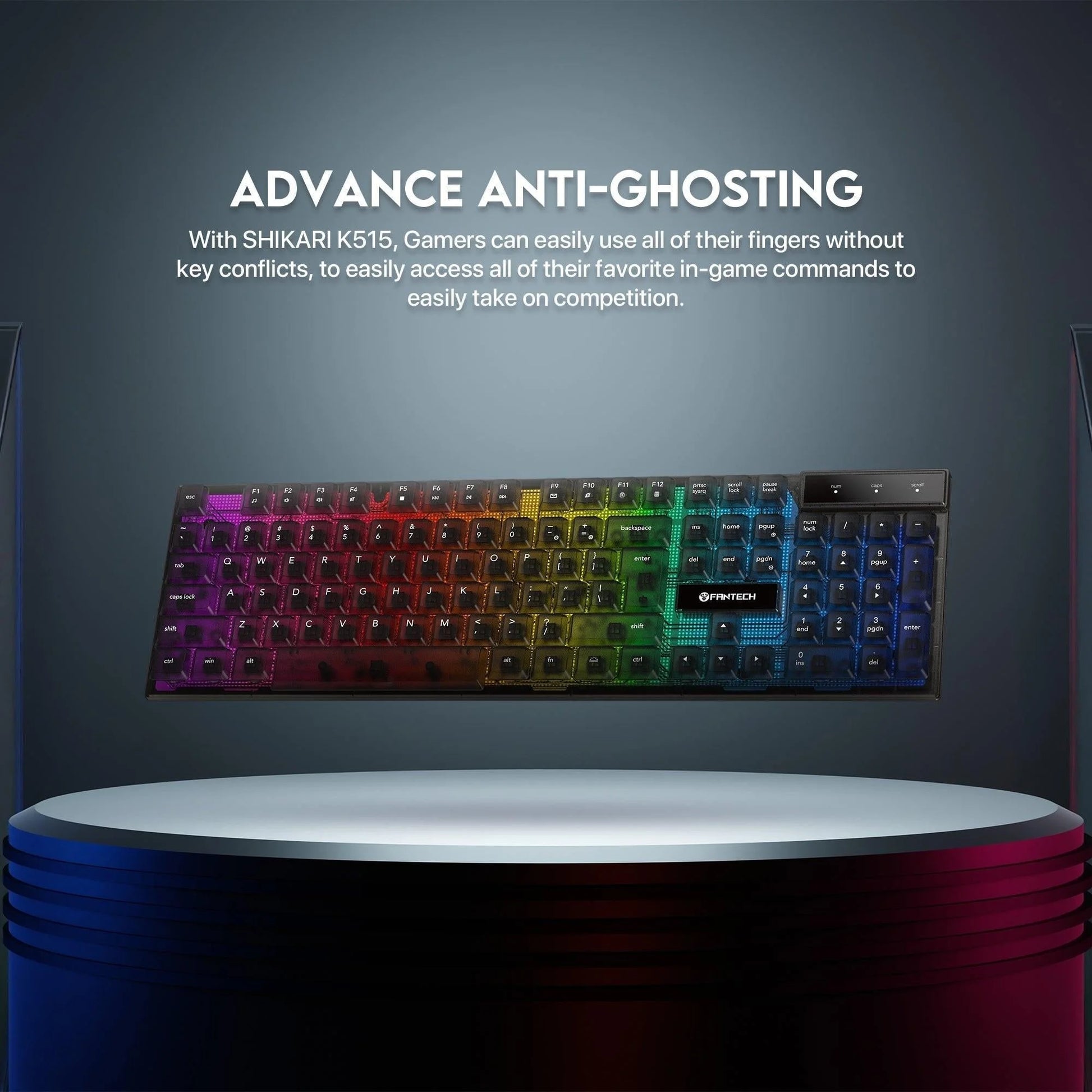 Fantech k515 rgb gaming keyboard - membrane gaming keyboard with customizable lighting - keyboard