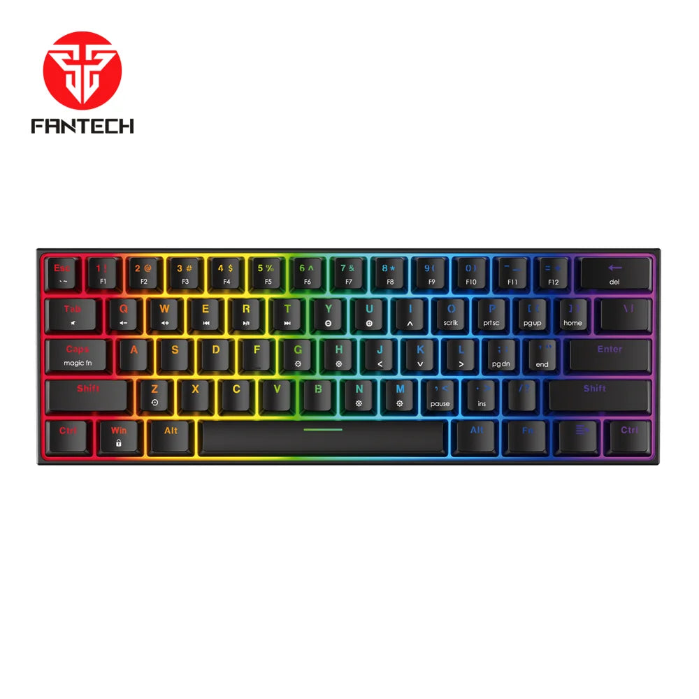 Fantech maxfit61 mk857 rgb mechanical keyboard - black / blue - keyboard