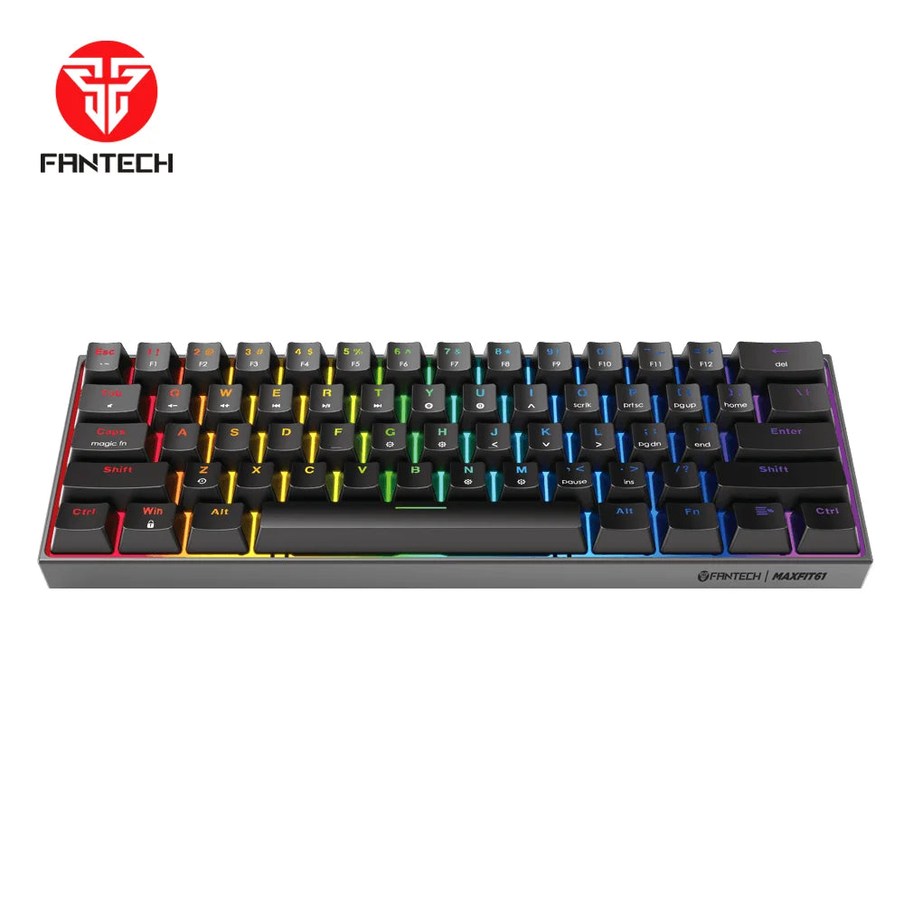 Fantech maxfit61 mk857 rgb mechanical keyboard - black / red - keyboard