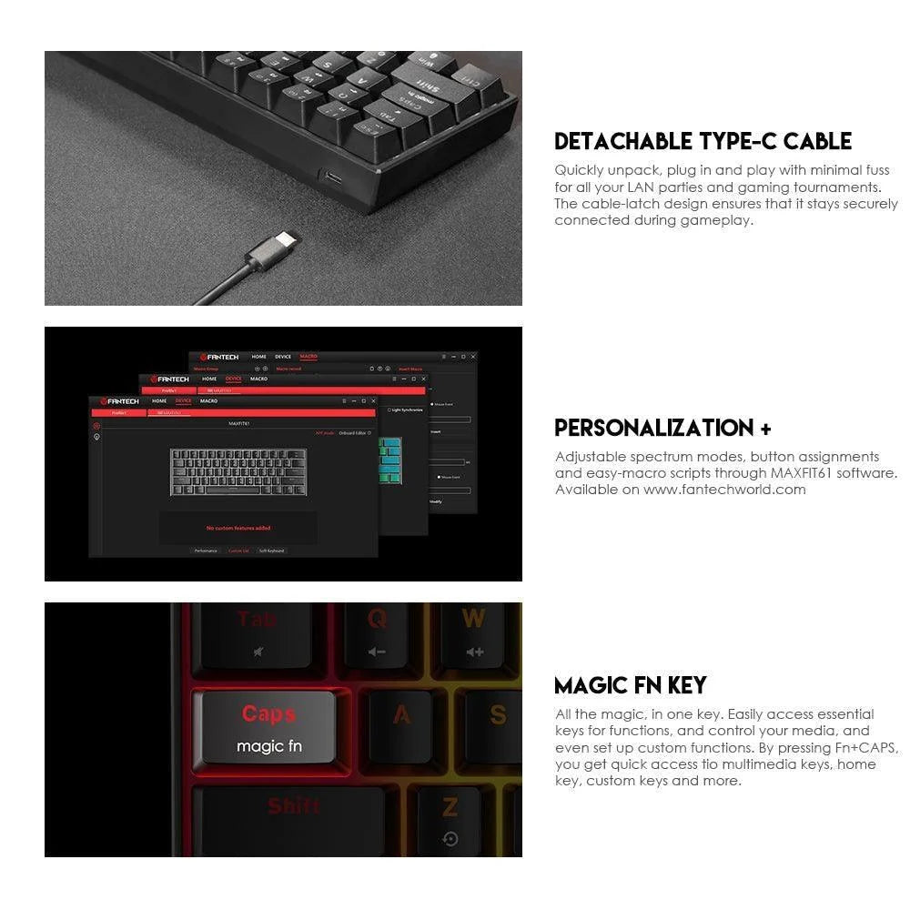 Fantech maxfit61 mk857 rgb space edition mechanical keyboard - keyboard