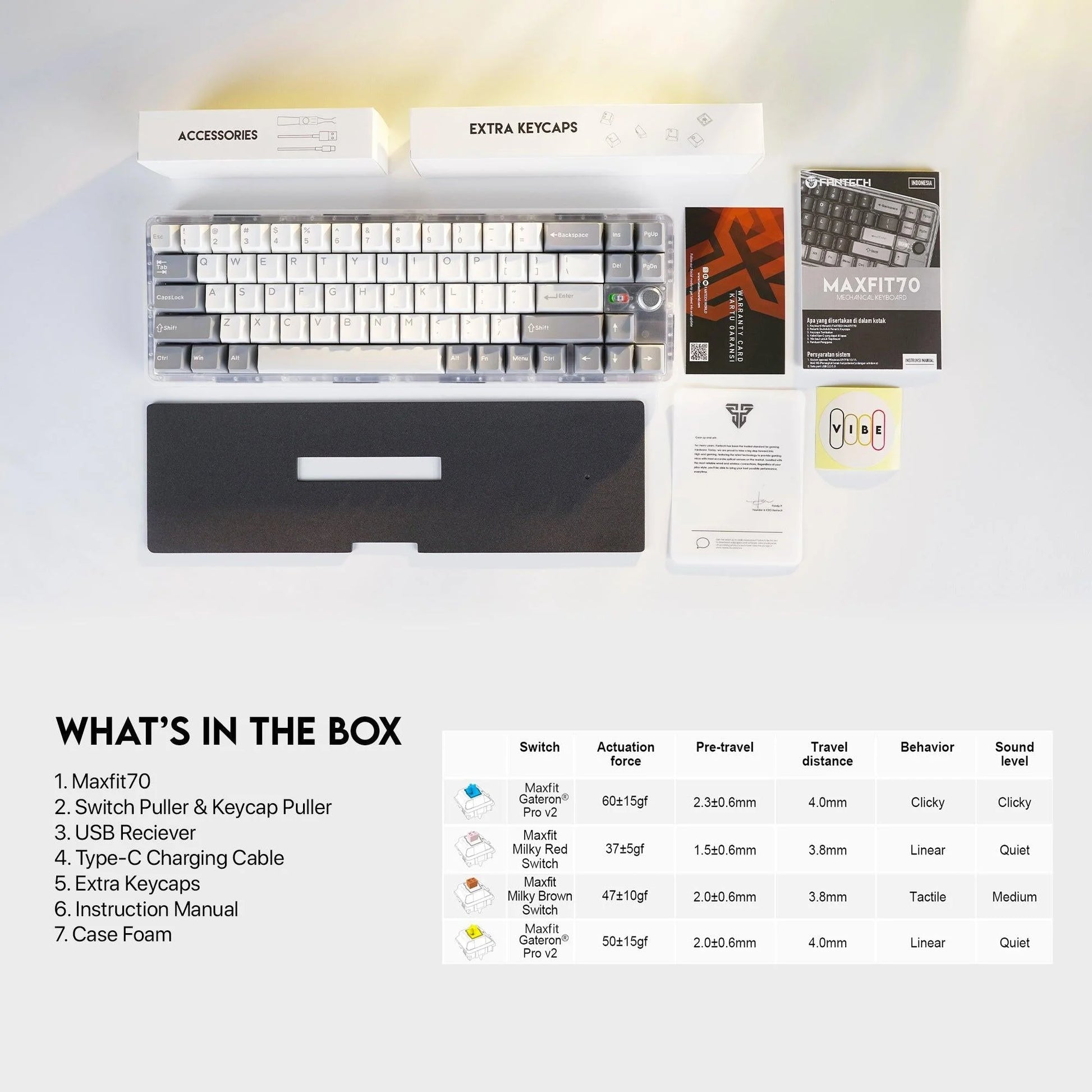 Fantech maxfit70 mk911 vibe edition keyboard - ultimate performance and style for gaming - keyboard
