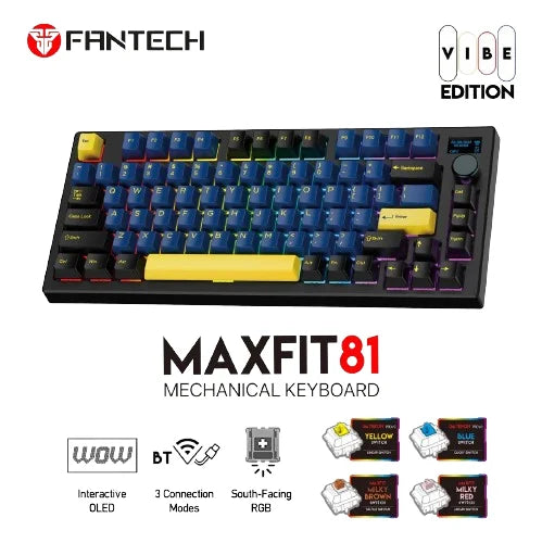 Fantech maxfit81 mk910 vibe grand cobalt edition mechanical keyboard - red switch - keyboards