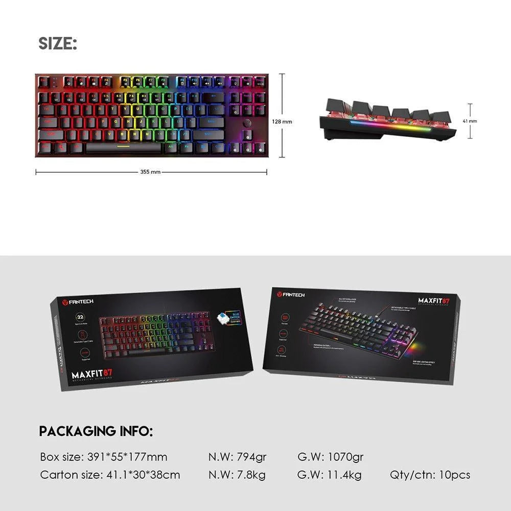 Fantech maxfit87 mk856 rgb mechanical keyboard - keyboard