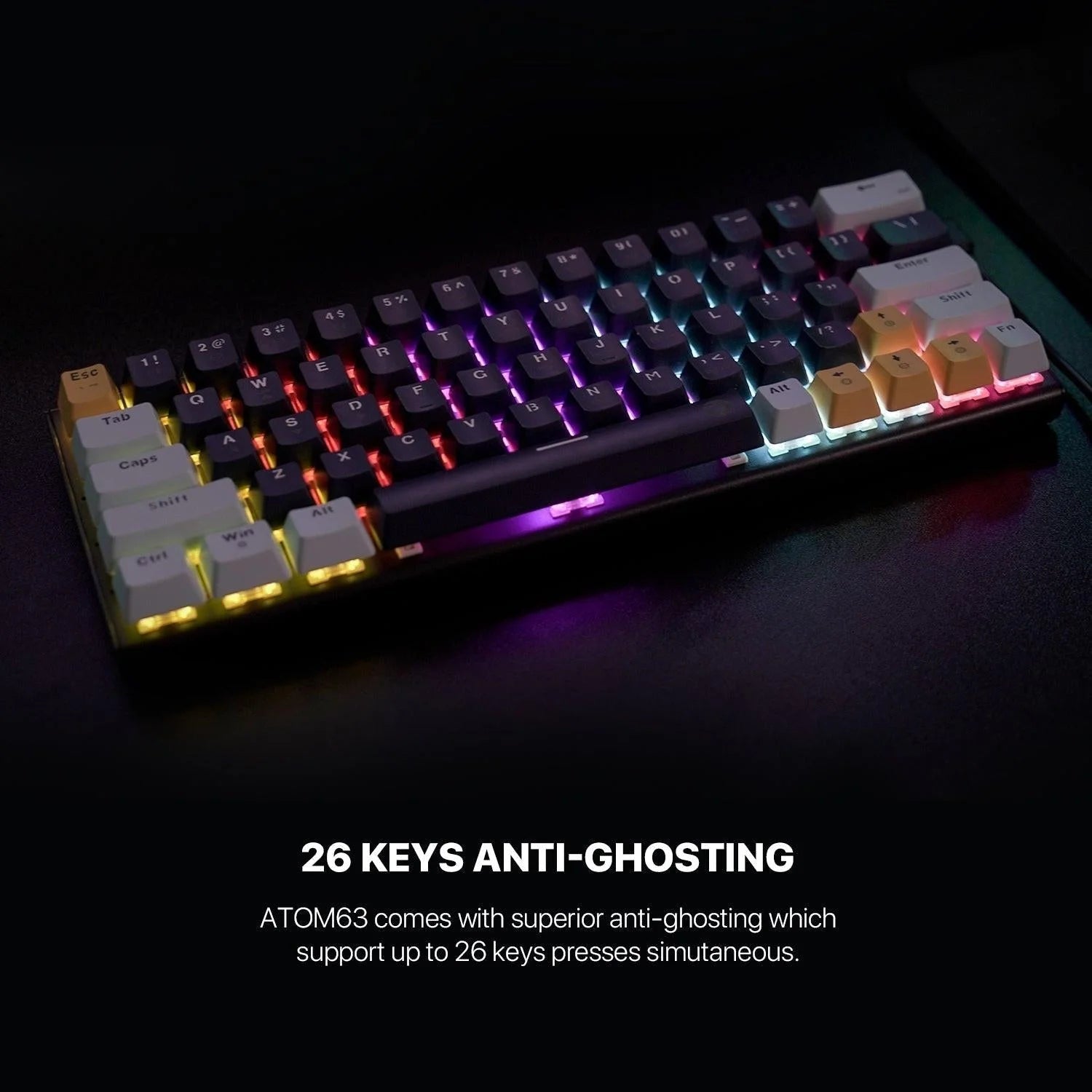 Fantech mk874 v2 keyboard - hot swappable mechanical gaming keyboard in navy blue for customization