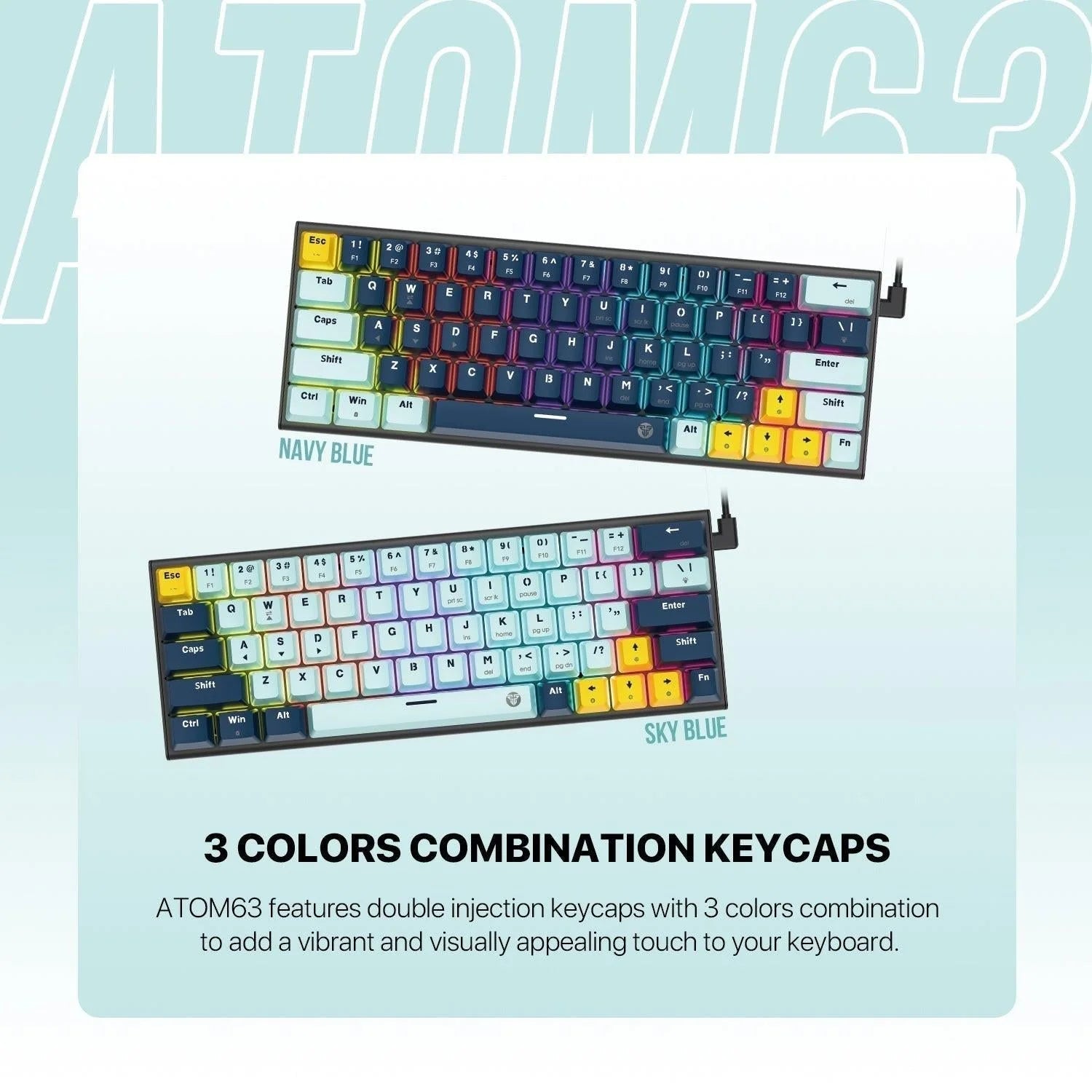 Fantech mk874 v2 keyboard - hot swappable mechanical gaming keyboard in navy blue for customization