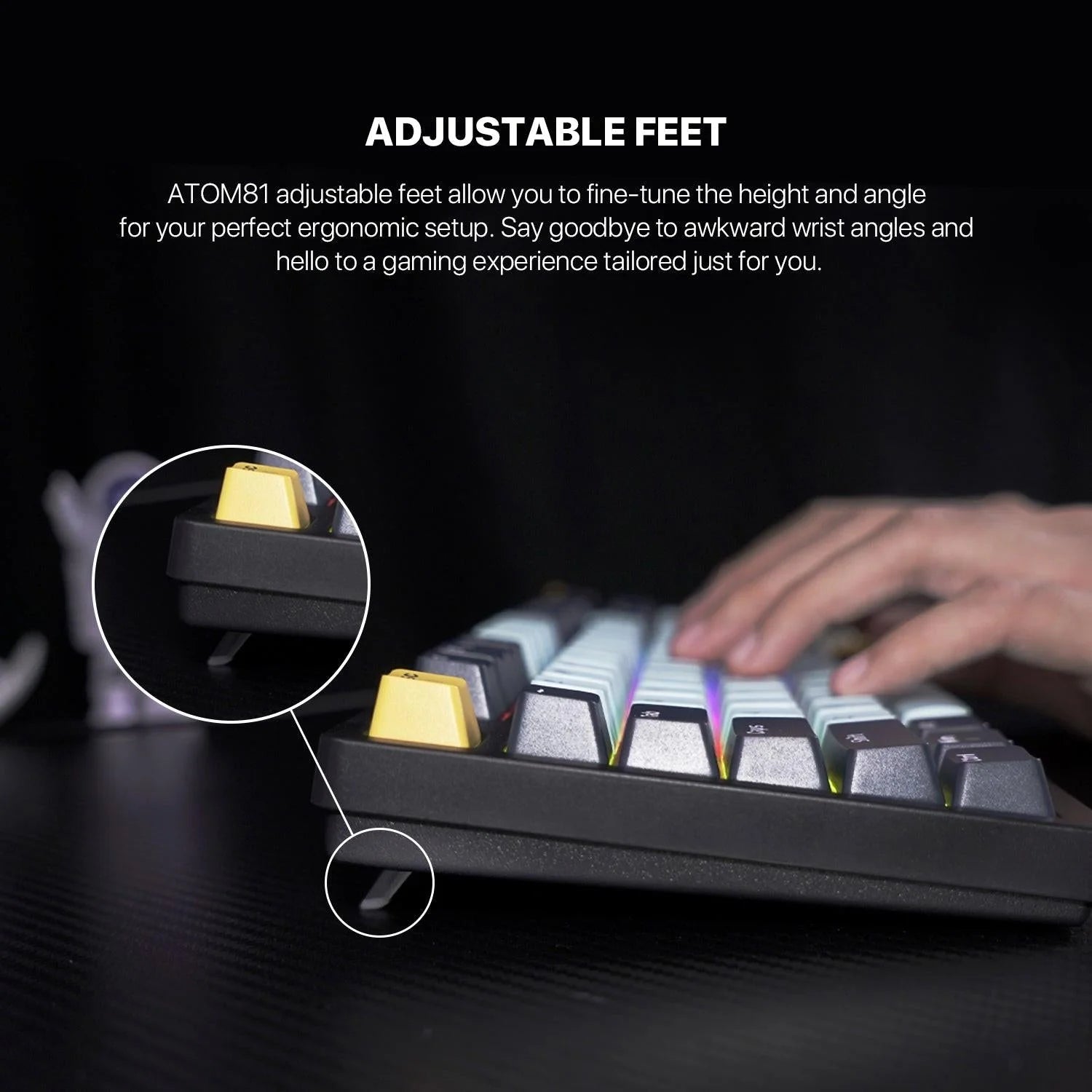 Fantech mk875v2 keyboard - atom 81 rgb mechanical gaming keyboard mizu edition navy blue