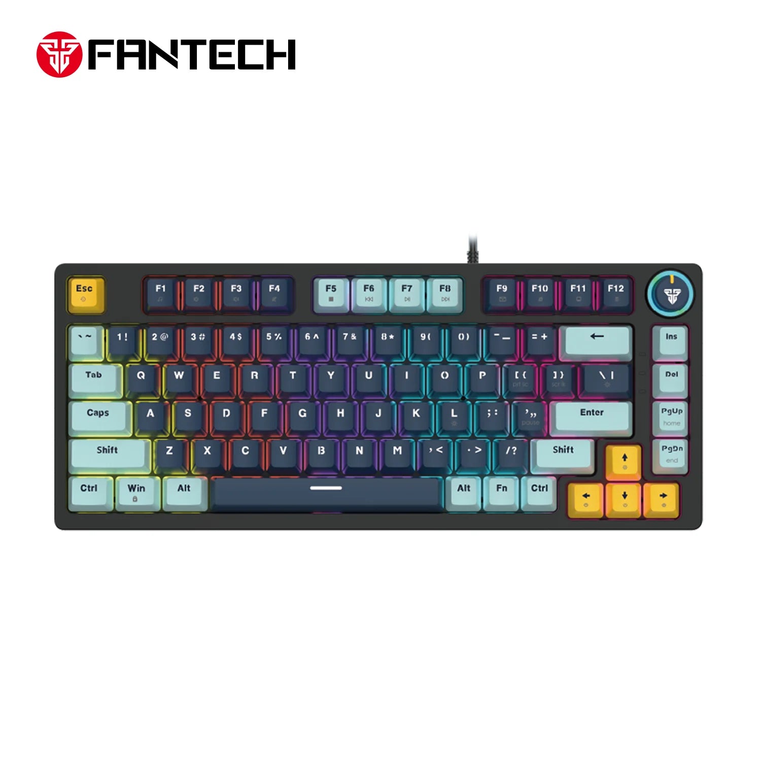 Fantech mk875v2 keyboard - atom 81 rgb mechanical gaming keyboard mizu edition navy blue