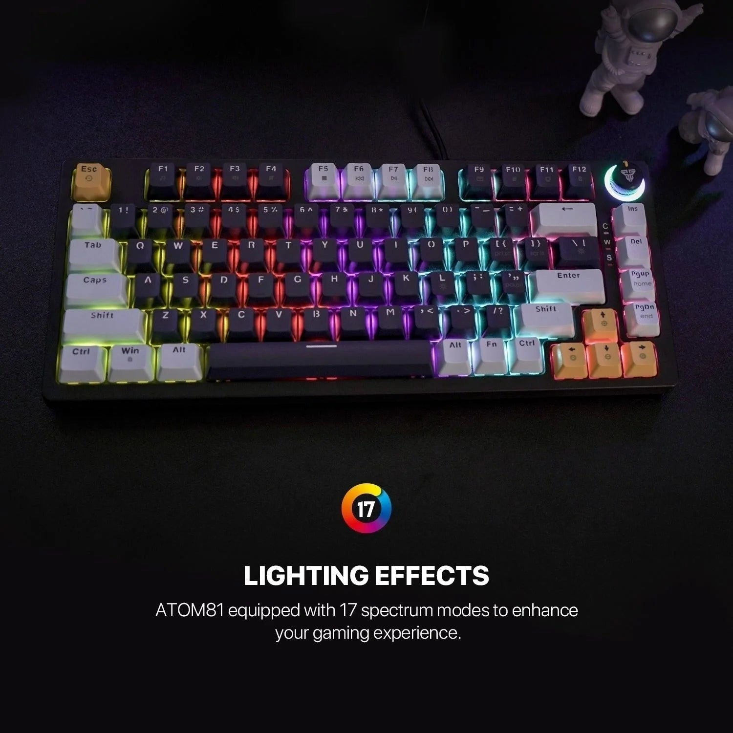 Fantech mk875v2 keyboard - atom 81 rgb mechanical gaming keyboard mizu edition navy blue