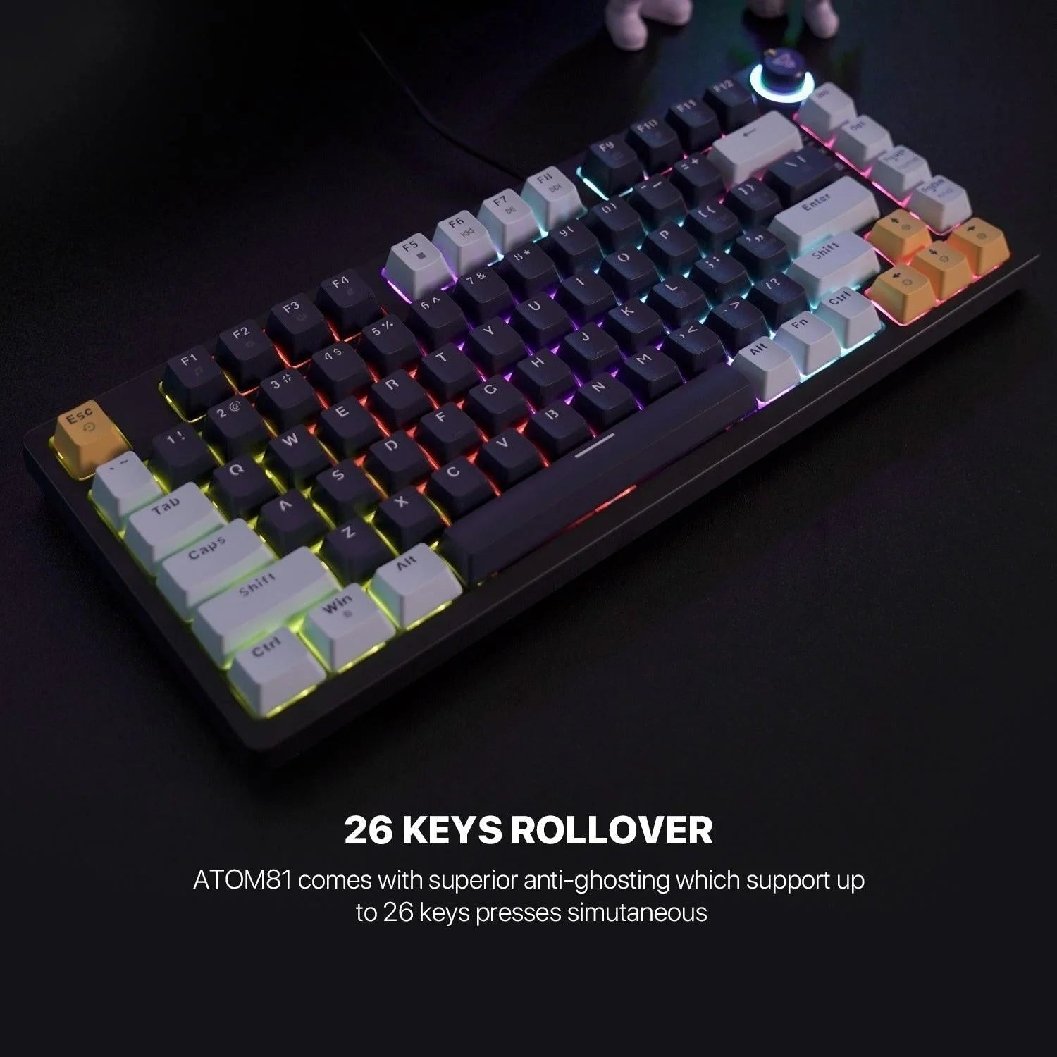 Fantech mk875v2 gaming keyboard - atom 81 rgb mechanical mizu edition sky blue
