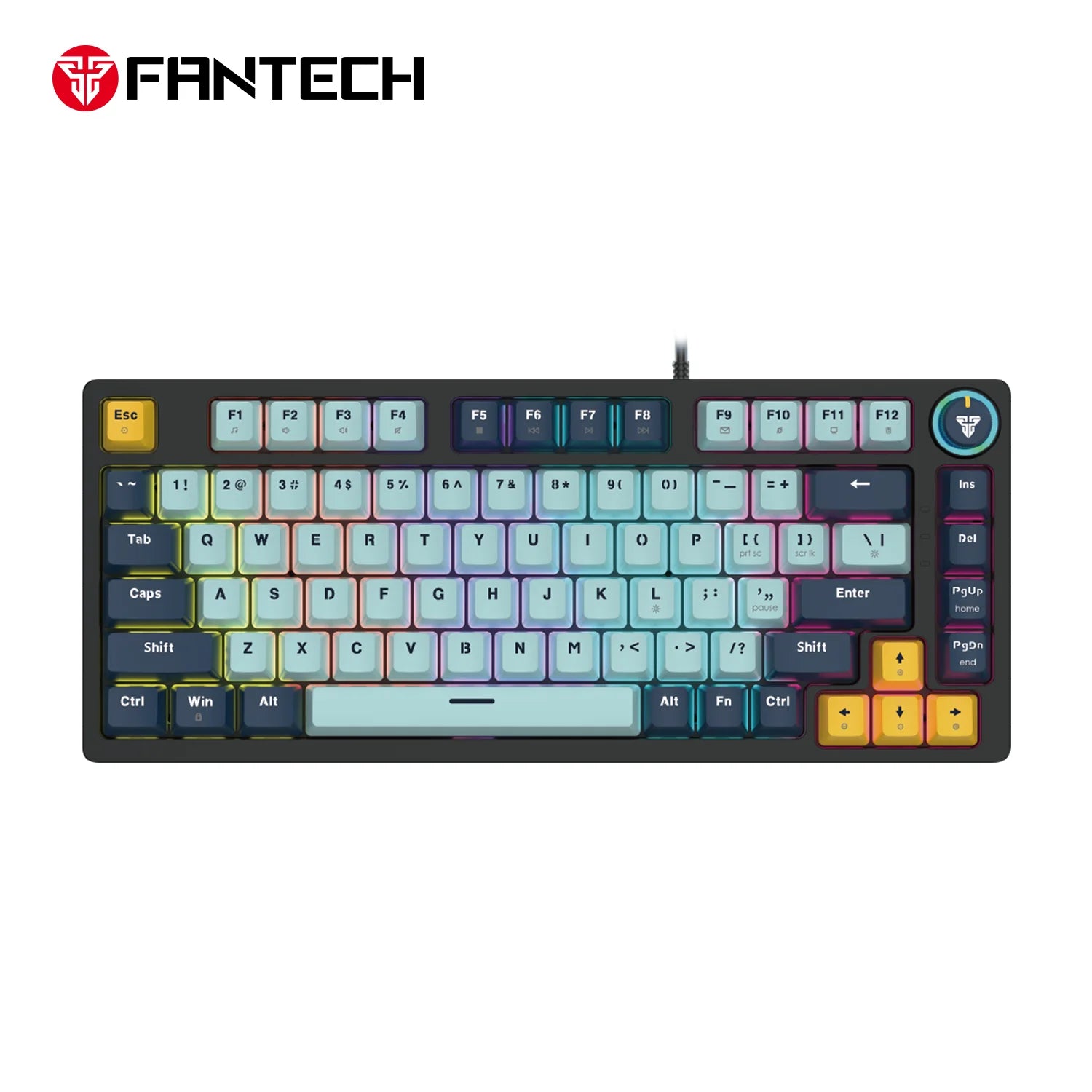Fantech mk875v2 gaming keyboard - atom 81 rgb mechanical mizu edition sky blue