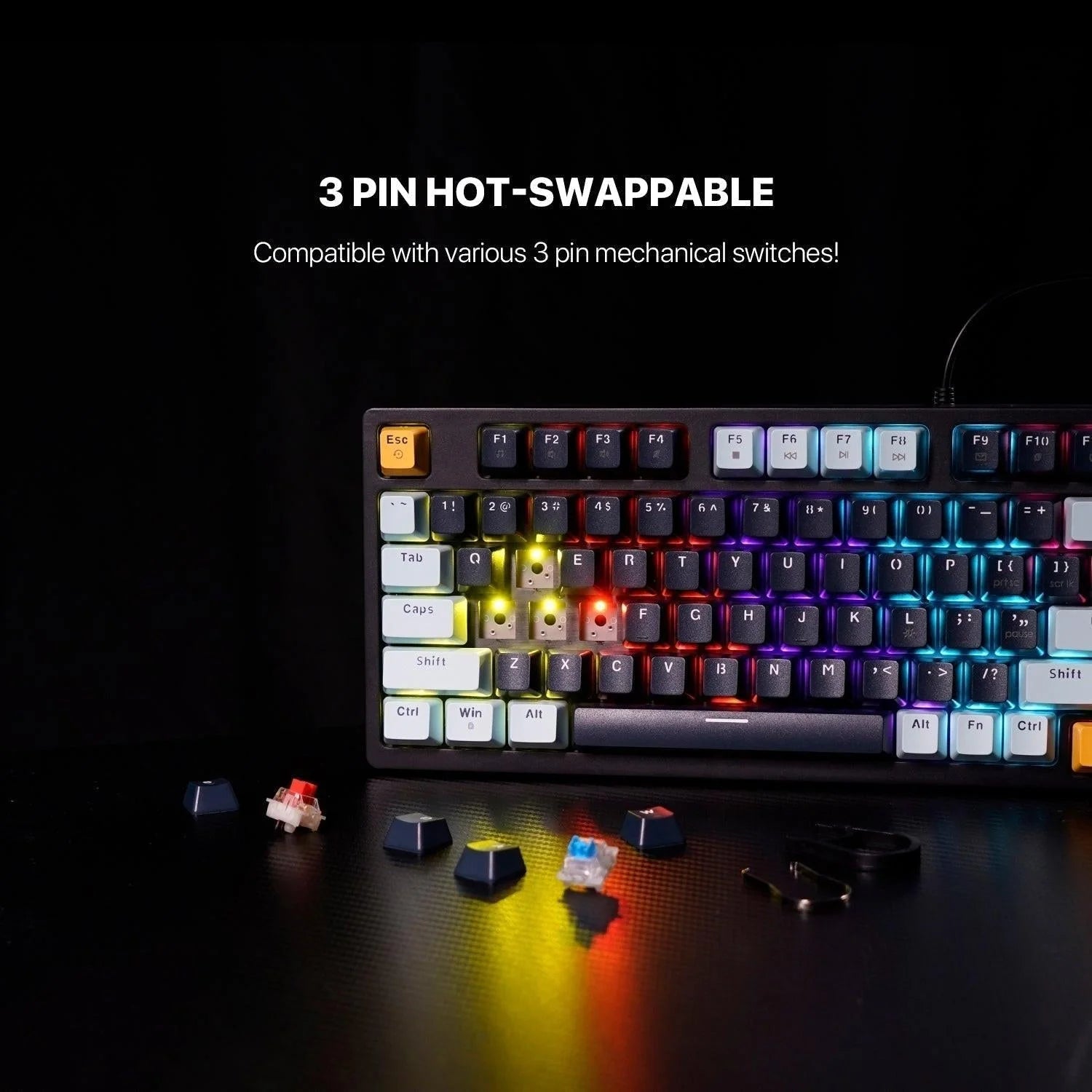 Fantech mk875v2 gaming keyboard - atom 81 rgb mechanical mizu edition sky blue