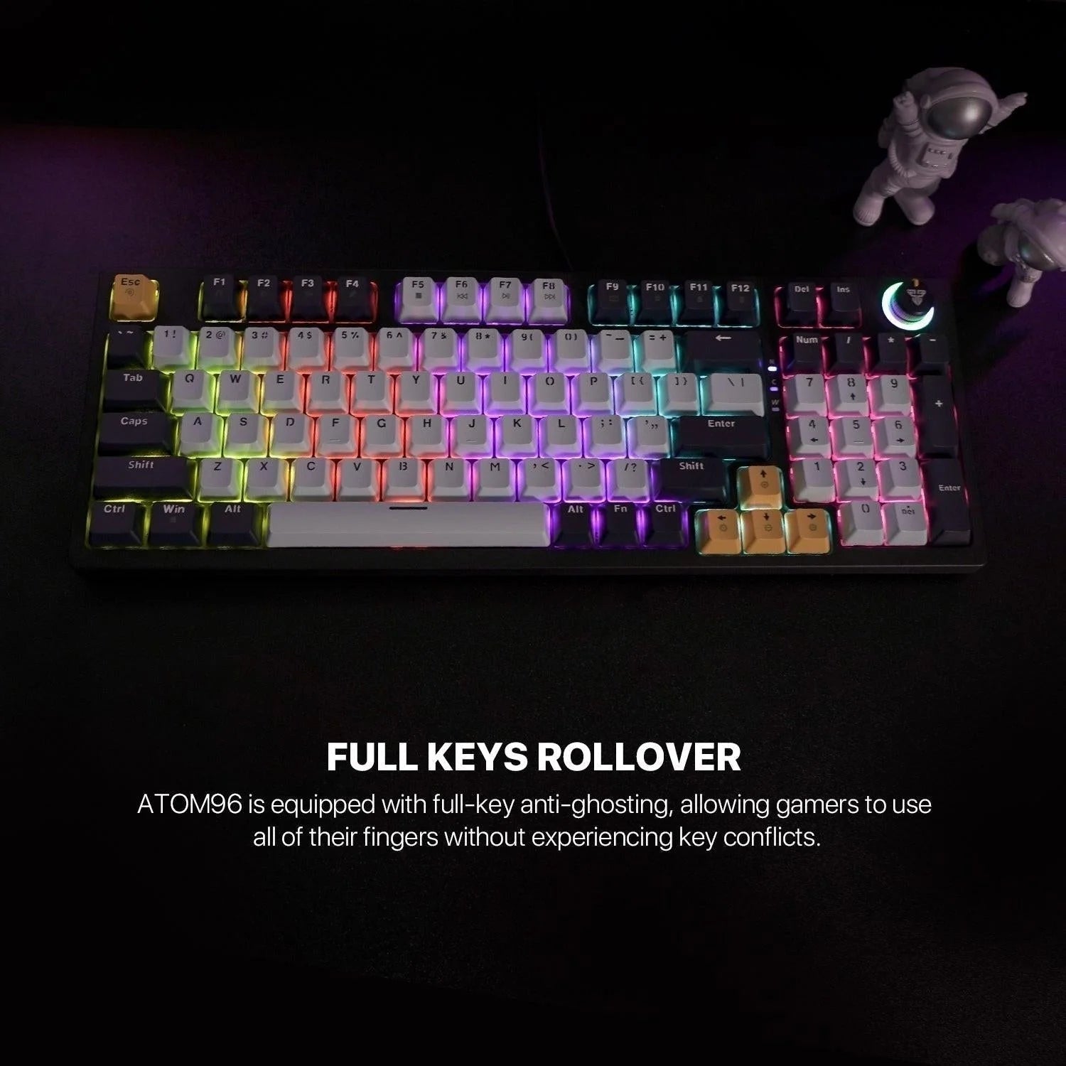 Fantech mk890v2 atom gaming keyboard mizu edition navy blue - rgb mechanical gaming keyboard