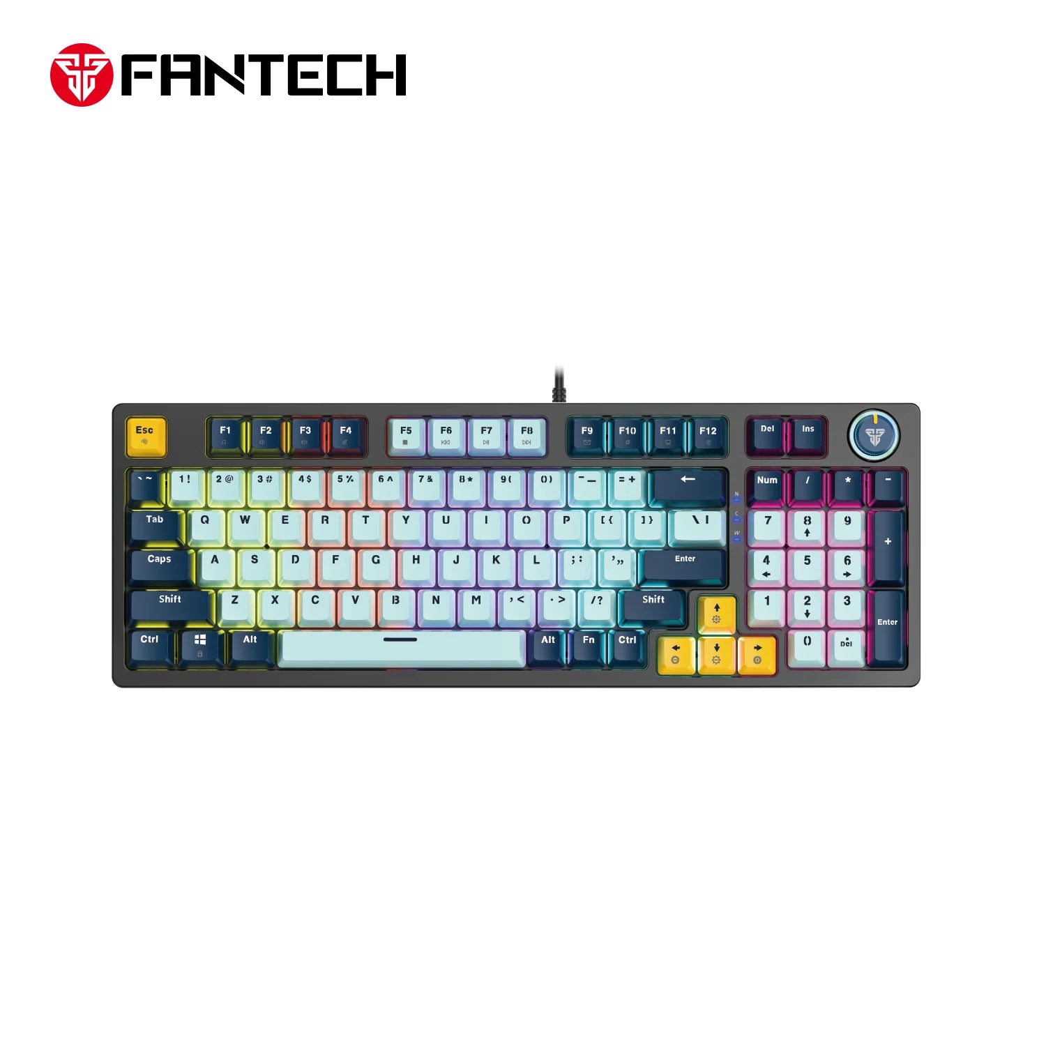 Fantech mk890v2 gaming keyboard - 96 rgb mechanical keyboard mizu edition sky blue