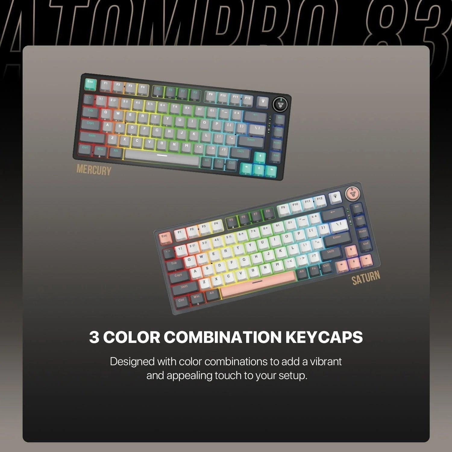 Fantech mk913 atom pro83 keyboard - rgb bluetooth wireless gaming keyboard saturn