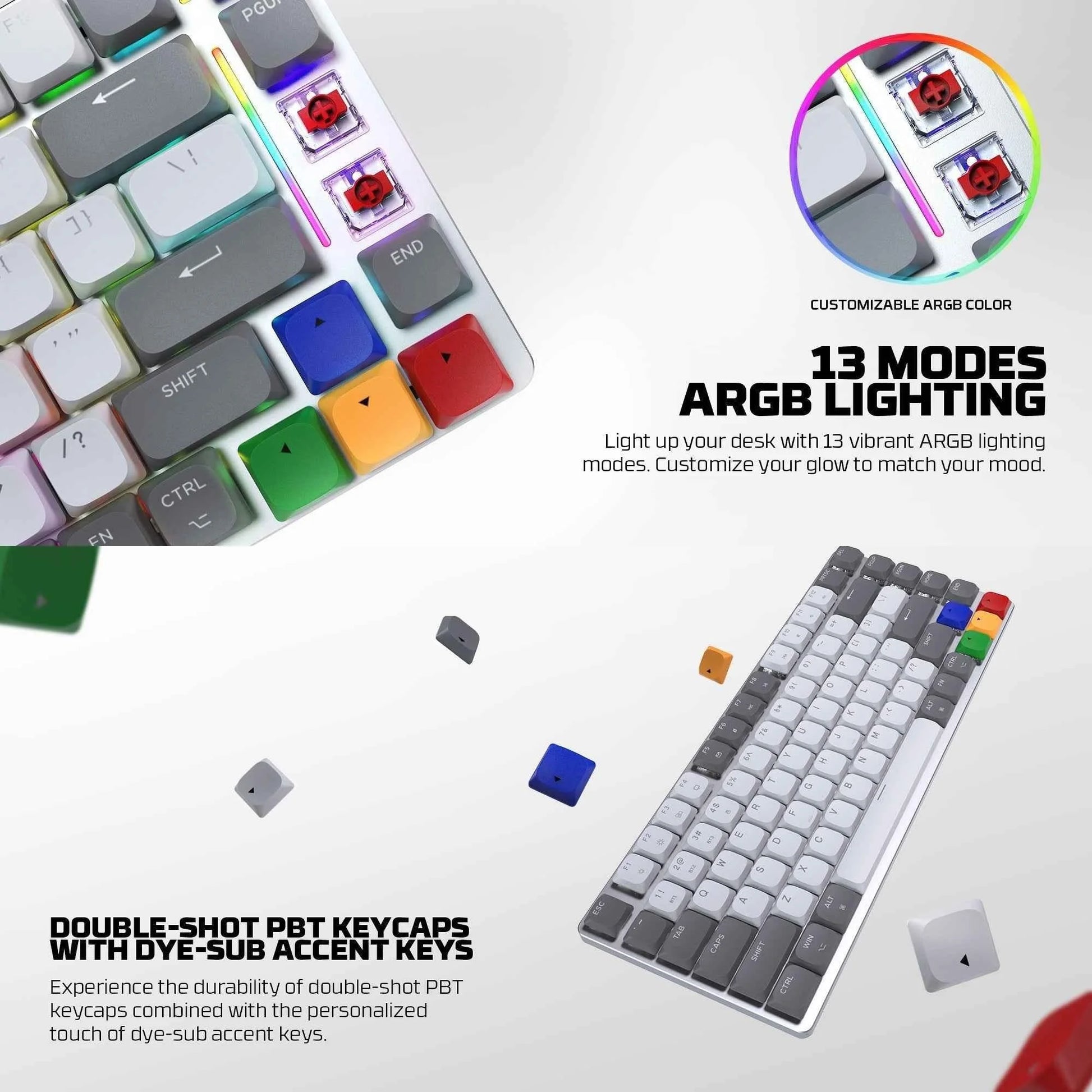 Fantech mk915 wireless mechanical keyboard - 75% low profile design with super maxfit air83 - keyboard