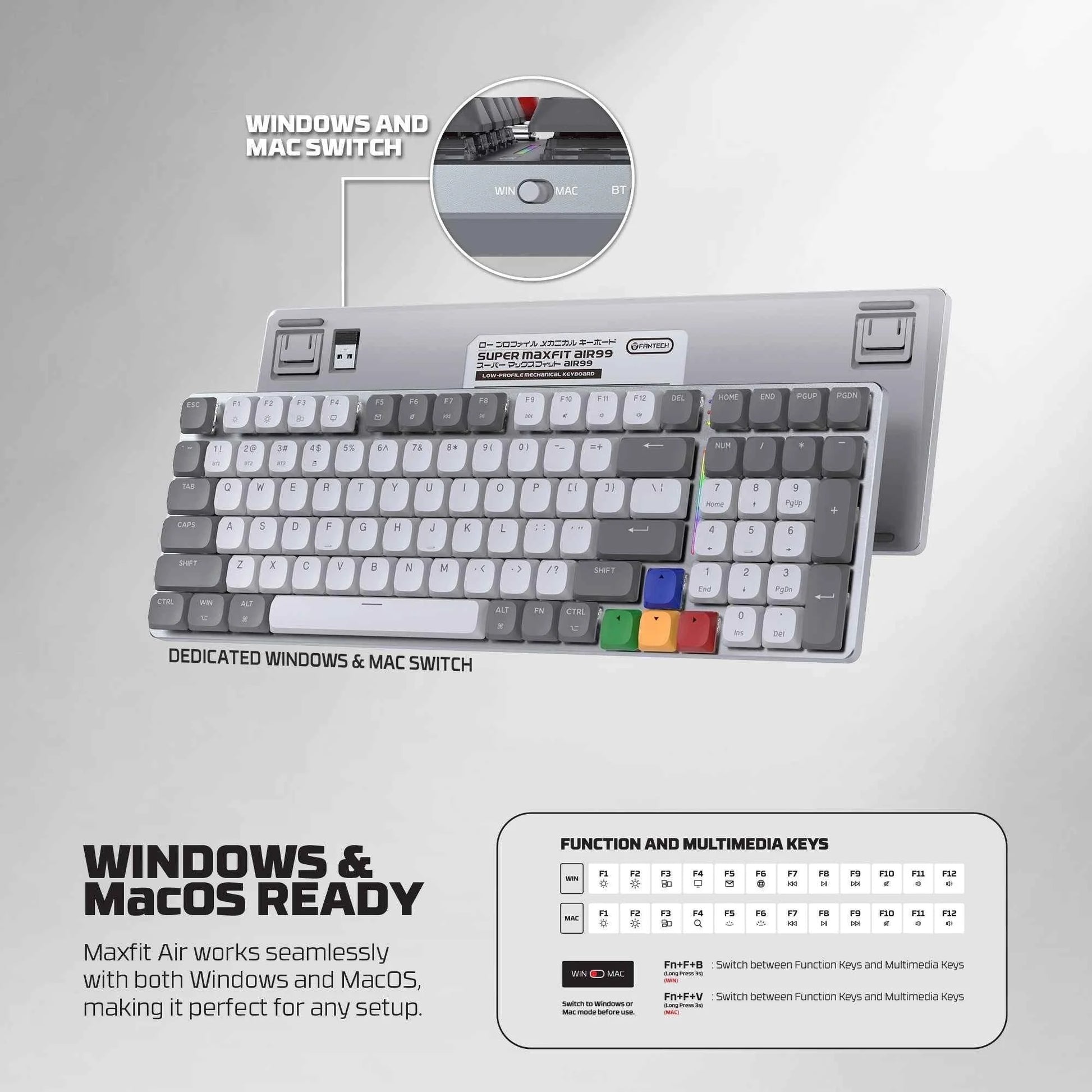 Fantech mk916 low profile wireless keyboard - super maxfit air99 design - keyboard