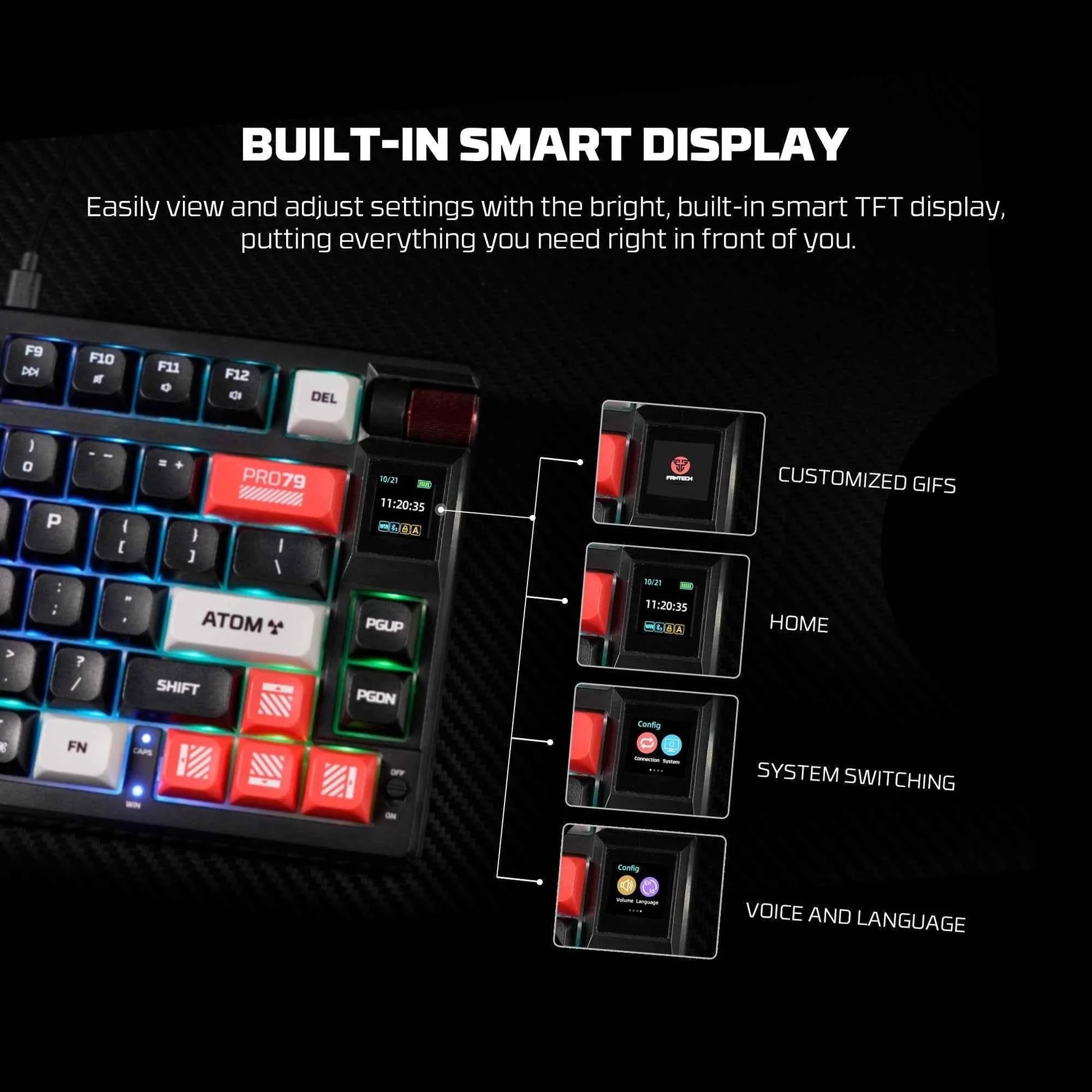 Fantech mk917 atom pro79 wireless keyboard - white mechanical gaming keyboard - keyboard