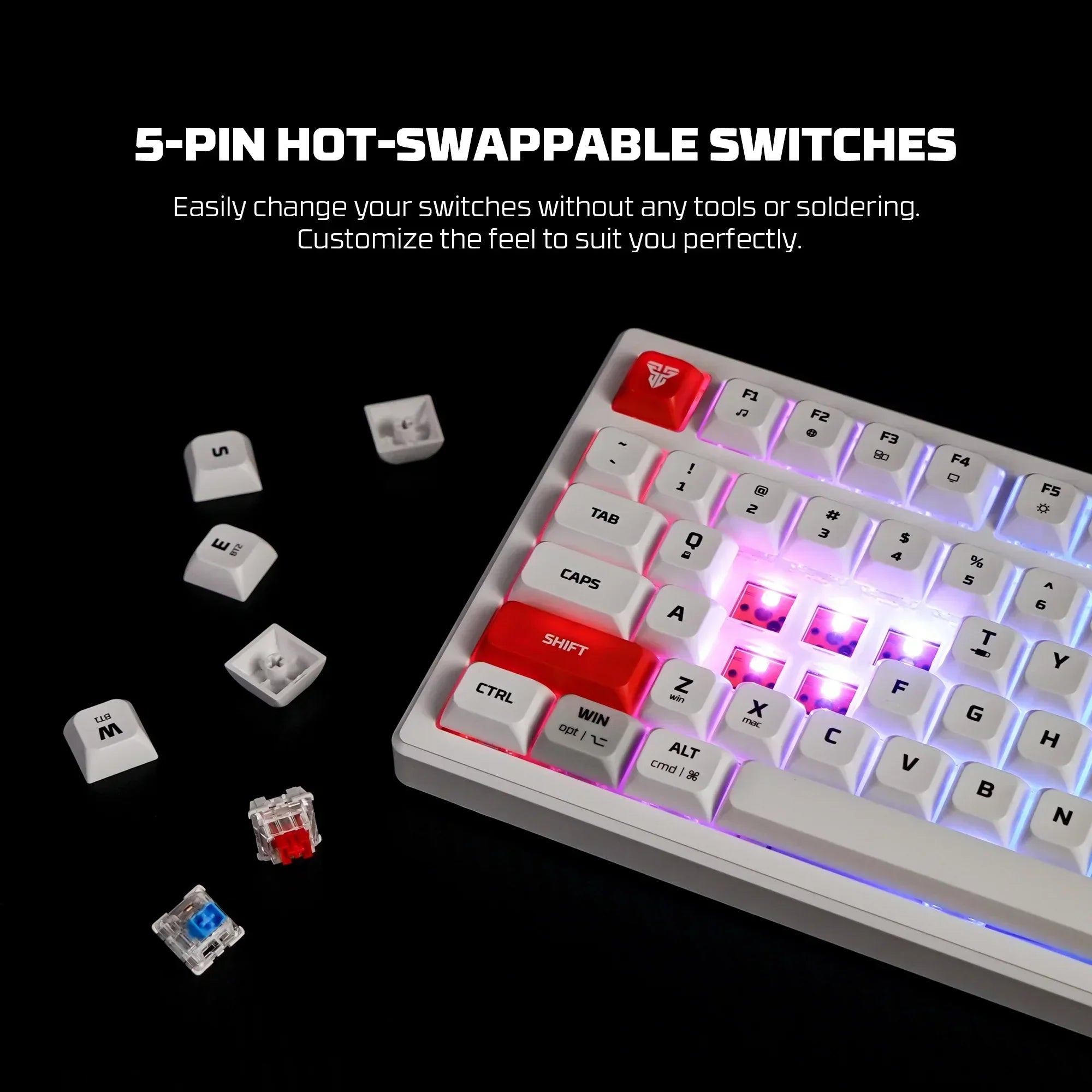 Fantech mk918 atom pro97 wireless mechanical gaming keyboard white - keyboards