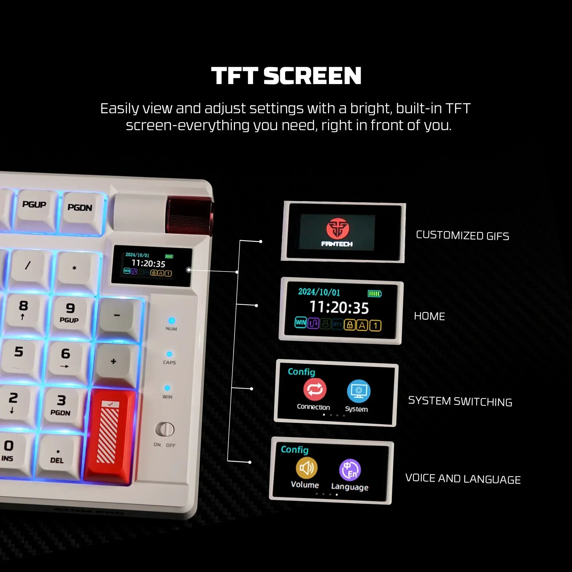 Fantech mk918 atom pro97 wireless mechanical gaming keyboard white - keyboards