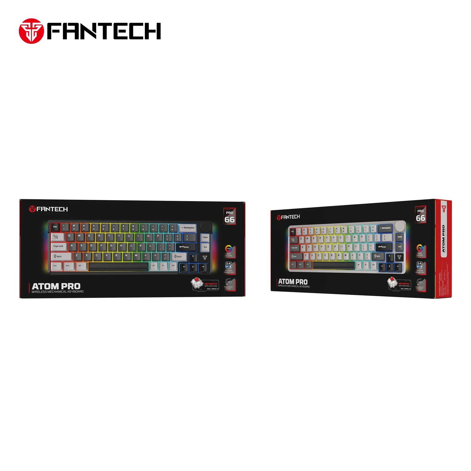 Fantech mk919 atom pro66 keyboard - high-performance black mechanical keyboard for gaming - keyboard