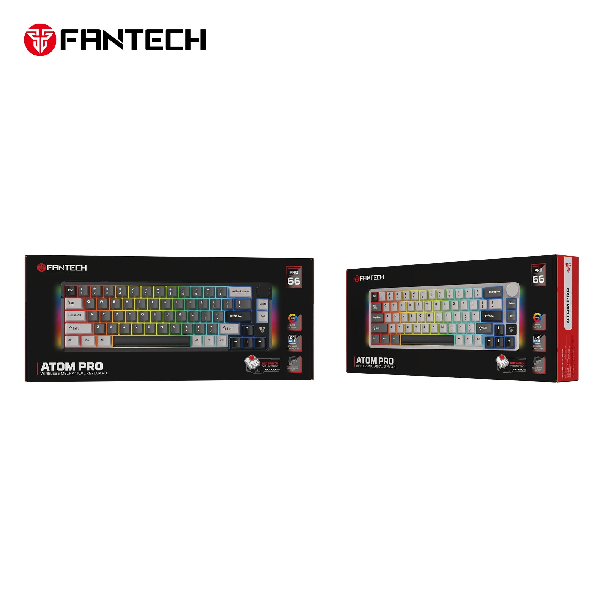 Fantech mk919 atom pro66 keyboard - high-performance black mechanical keyboard for gaming - keyboard
