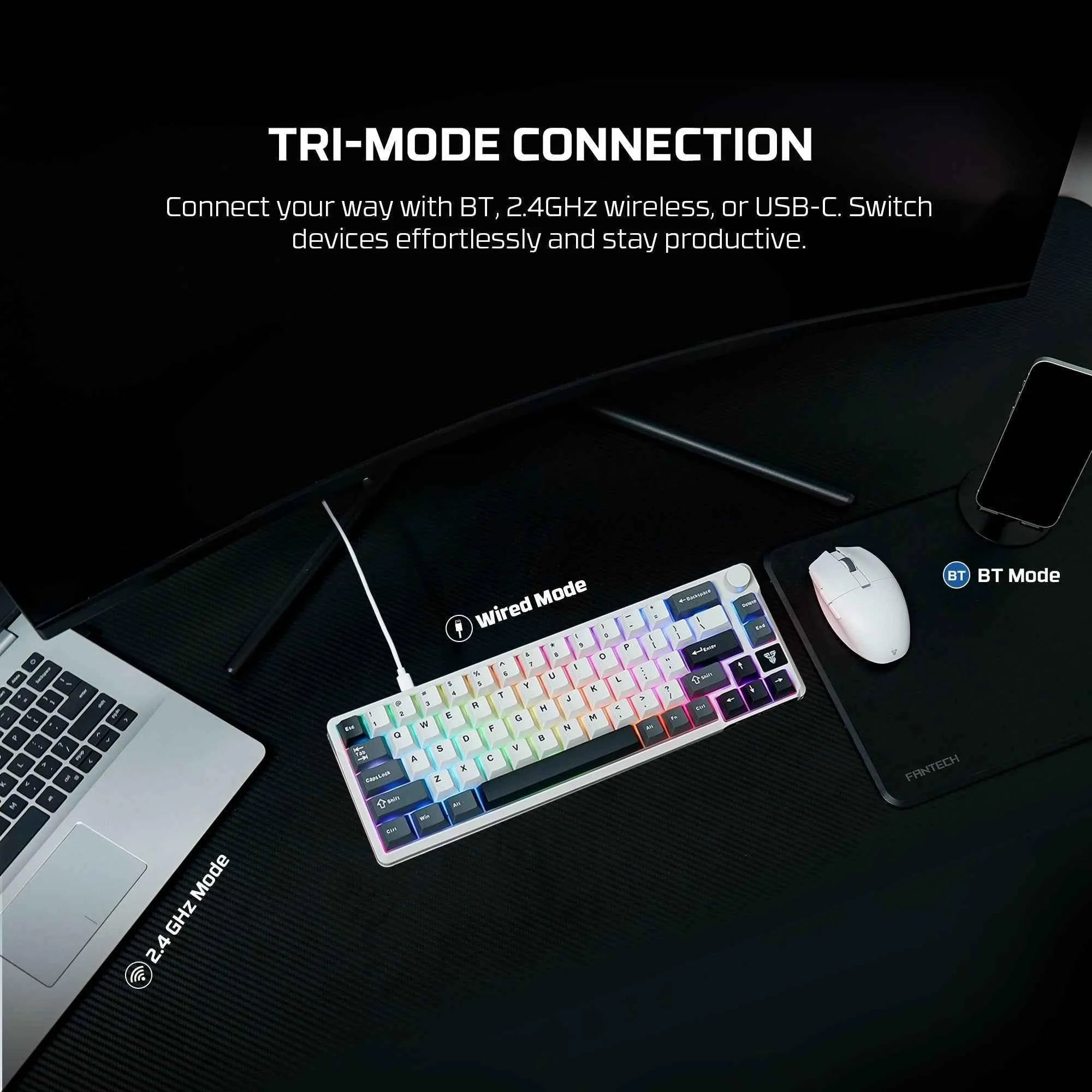 Fantech mk919 atom pro66 keyboard - high-performance black mechanical keyboard for gaming - keyboard