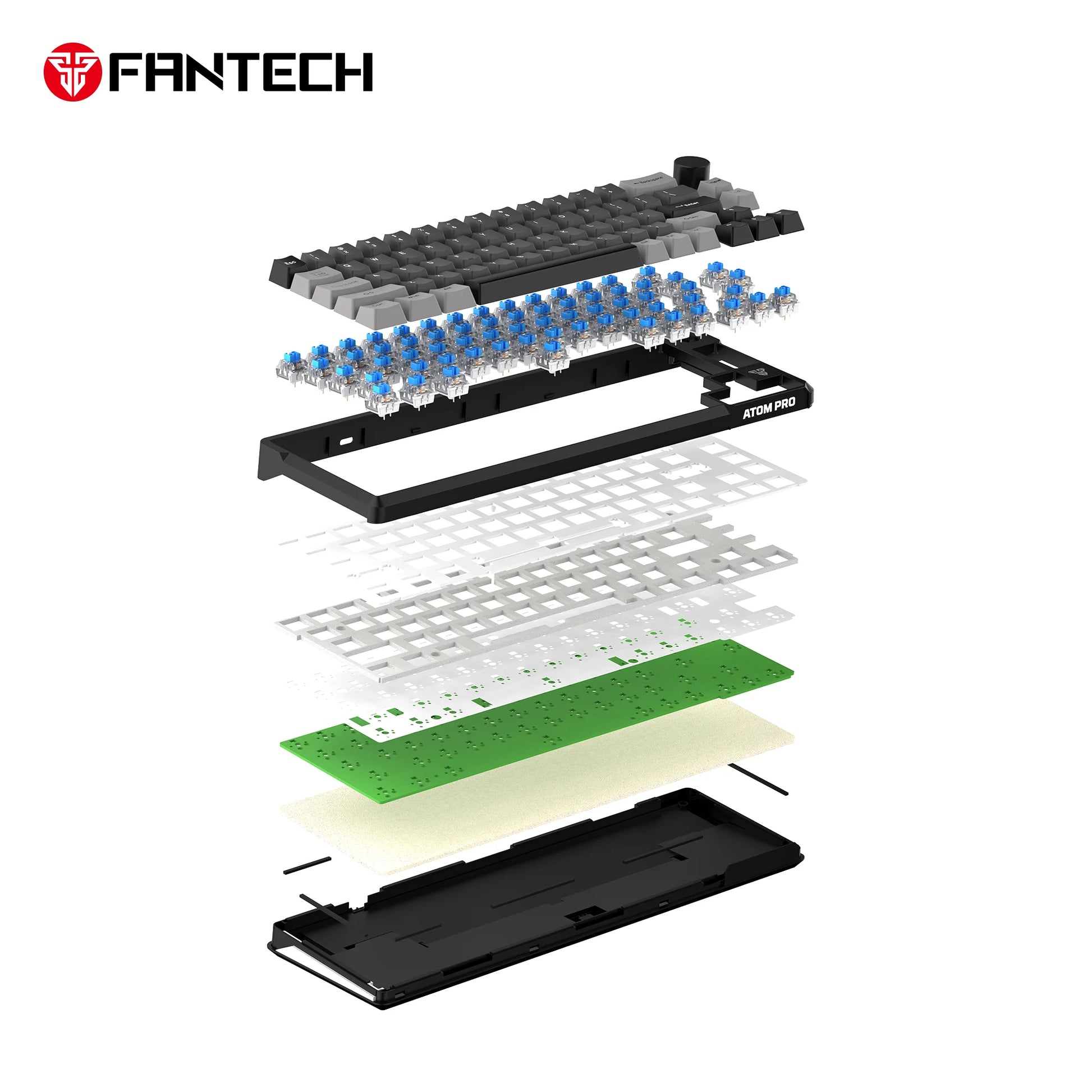 Fantech mk919 atom pro66 keyboard - high-performance black mechanical keyboard for gaming - keyboard