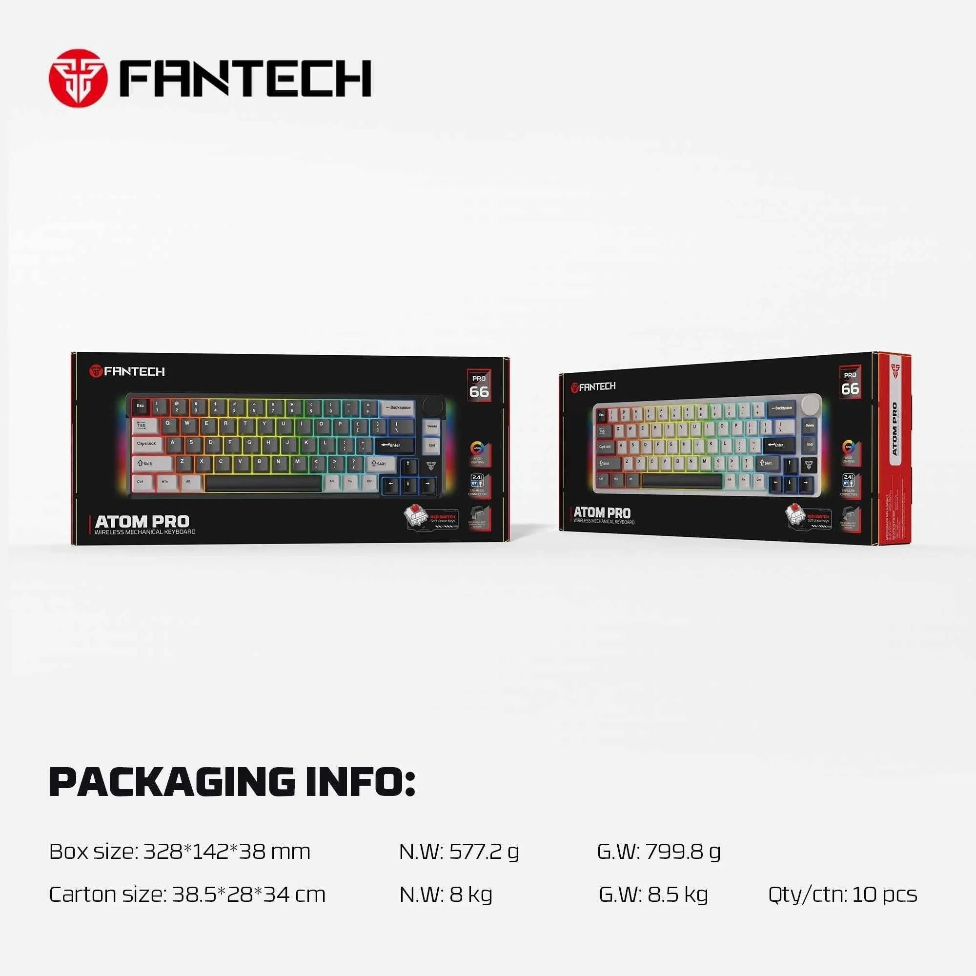 Fantech mk919 atom pro66 mechanical keyboard grey - keyboard