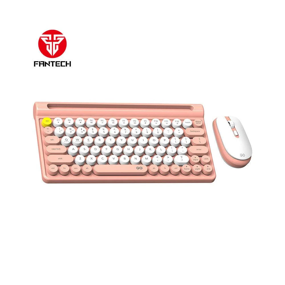 Fantech mochi wireless keyboard mouse combo set for windows - 80 keys - peach