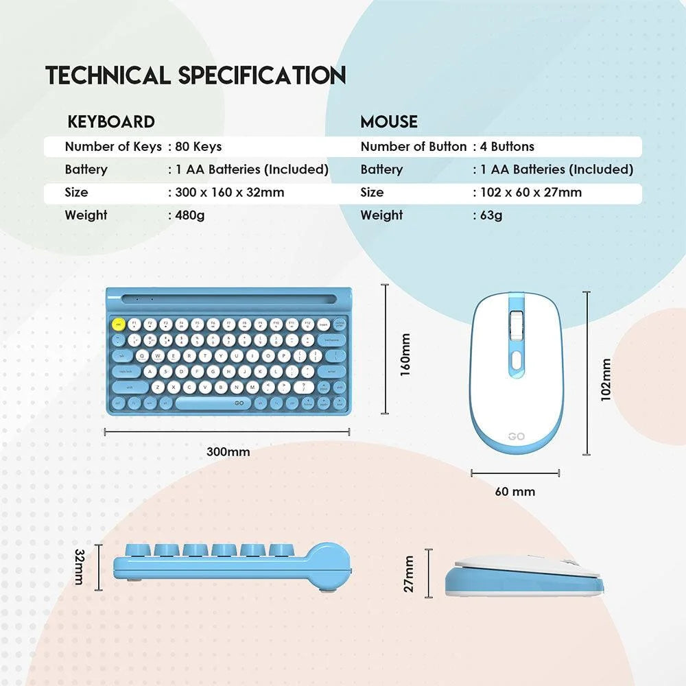 Fantech mochi wireless keyboard mouse combo set for windows - 80 keys