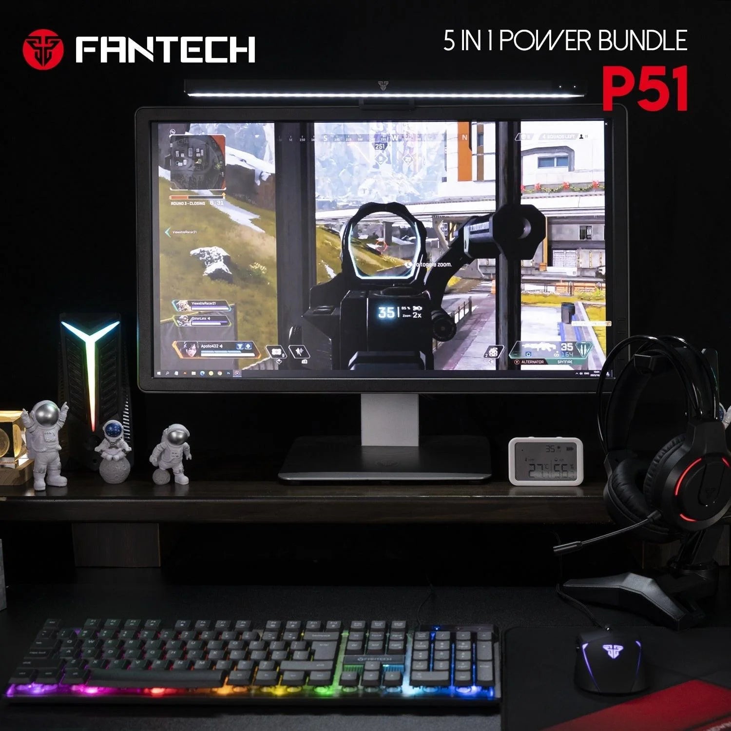 Fantech p51 gaming keyboard and mouse power bundle for ultimate gaming experience - bundle