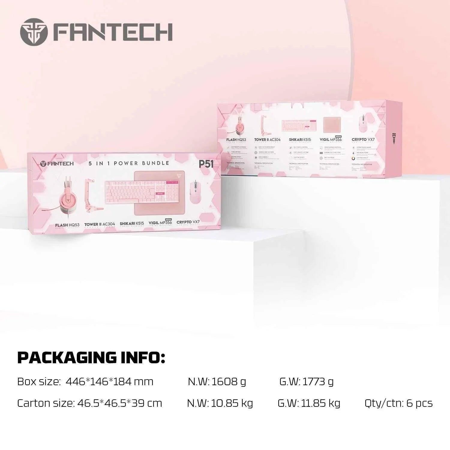 Fantech p51 power bundle gaming keyboard and mouse - kit