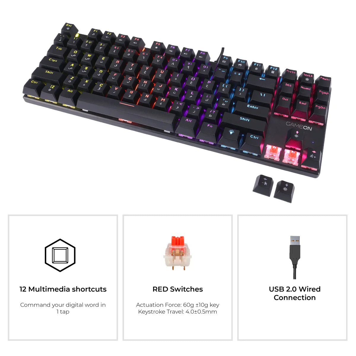 Gameon kenora series gomk87-rs 80% rgb mechanical - keyboards