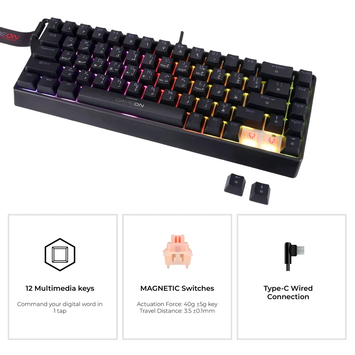 Gameon magpro series gomg1k8-rs 60% rgb magnetic - keyboards