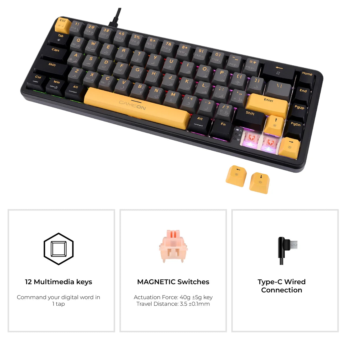 Gameon volt series gomgk68-rs 60% rgb magnetic - keyboards
