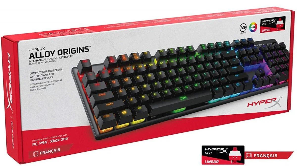 Hp hyperx alloy origins mechanical red switch rgb led backlit - keyboards