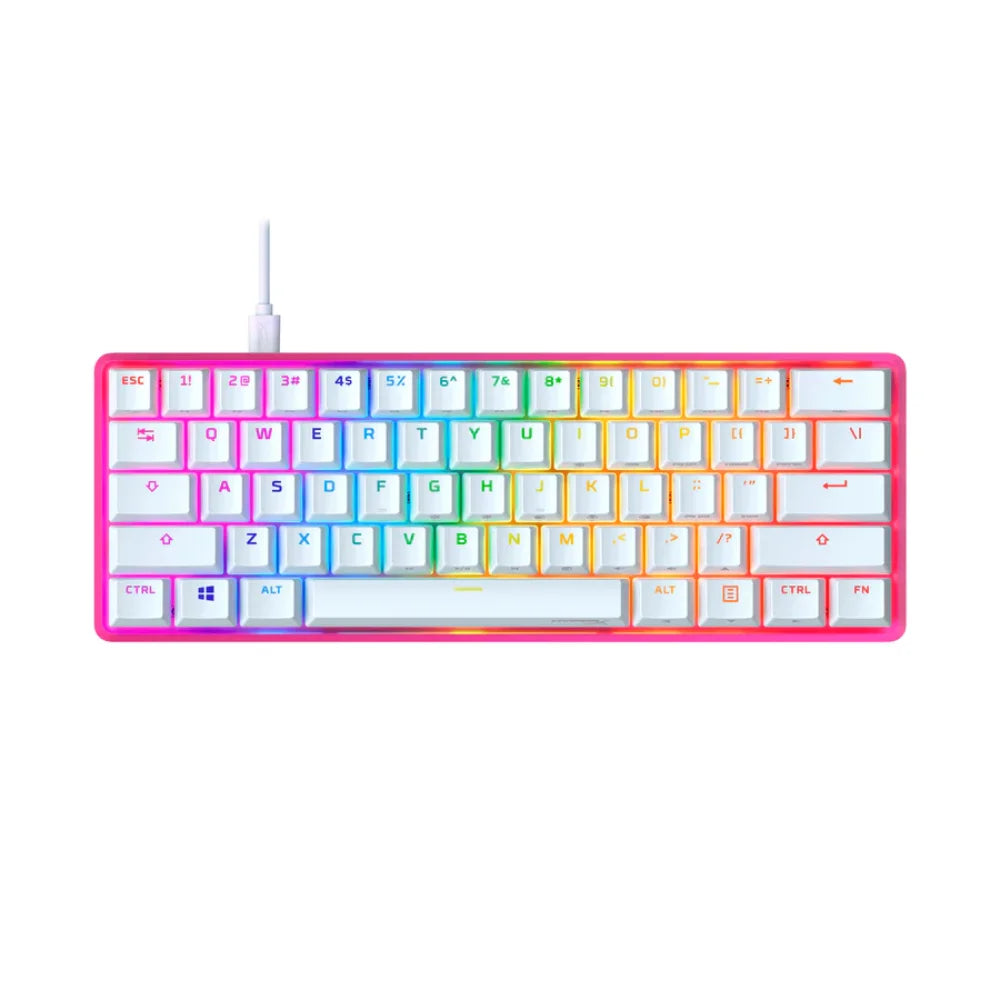 Hyperx alloy origins 60 keyboard - mechanical gaming keyboard with red switch - pink & white - keyboard