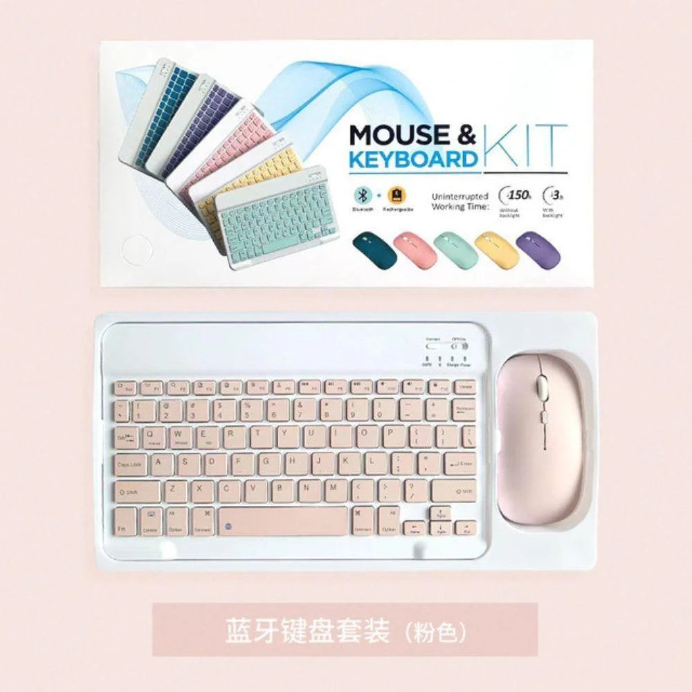 Keyboard and mouse set compatible with android ios and windows - pink - bundle