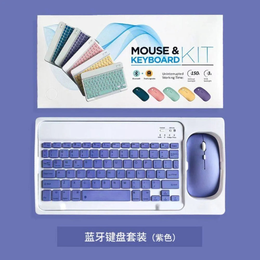 Keyboard and mouse set compatible with android ios and windows - purple - bundle