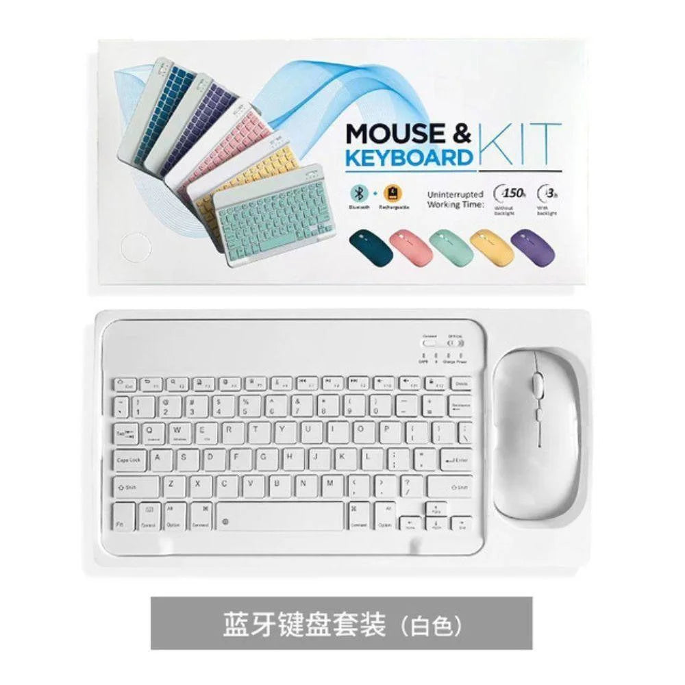 Keyboard and mouse set compatible with android ios and windows - white - bundle
